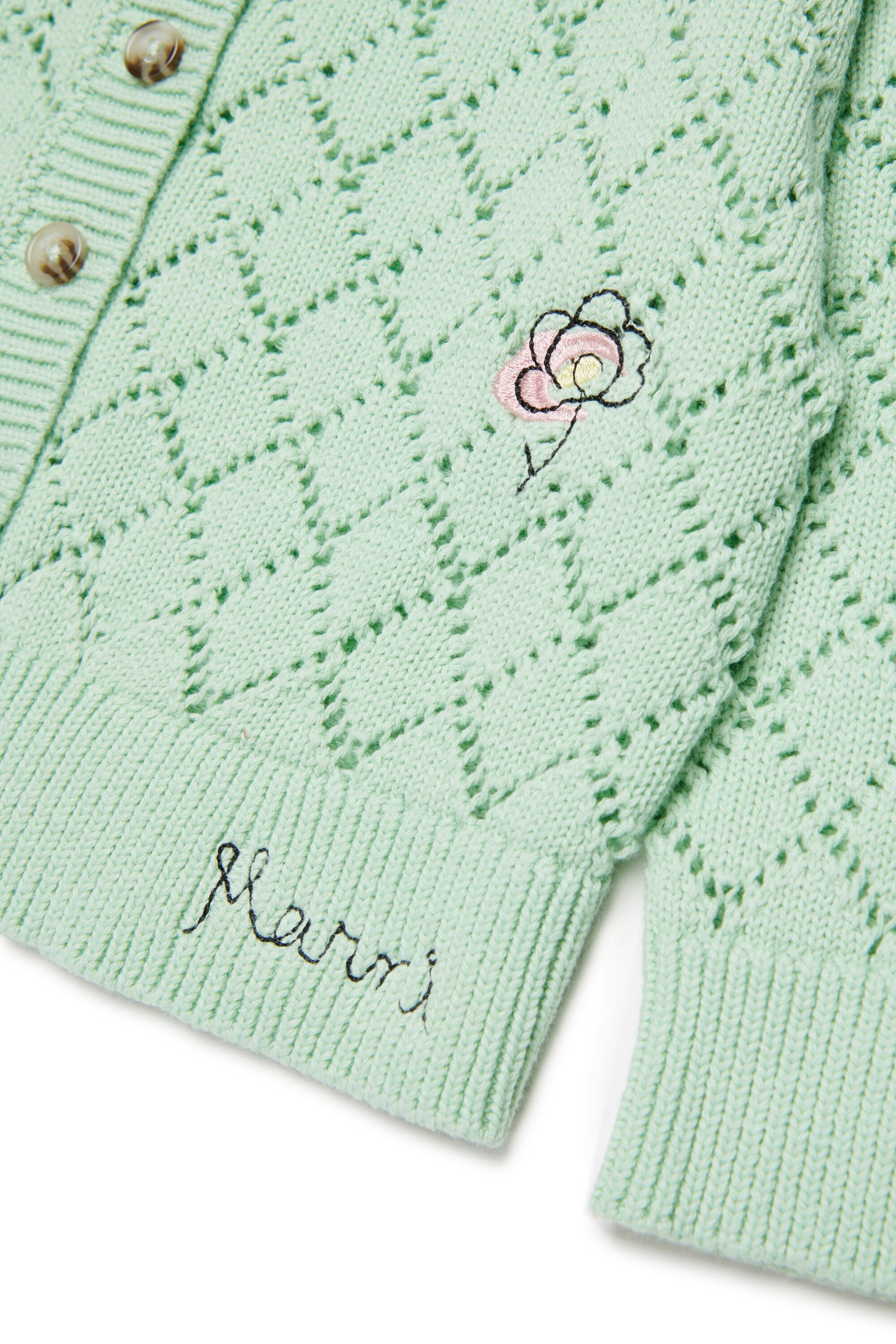 Cárdigan calado con bordado floral