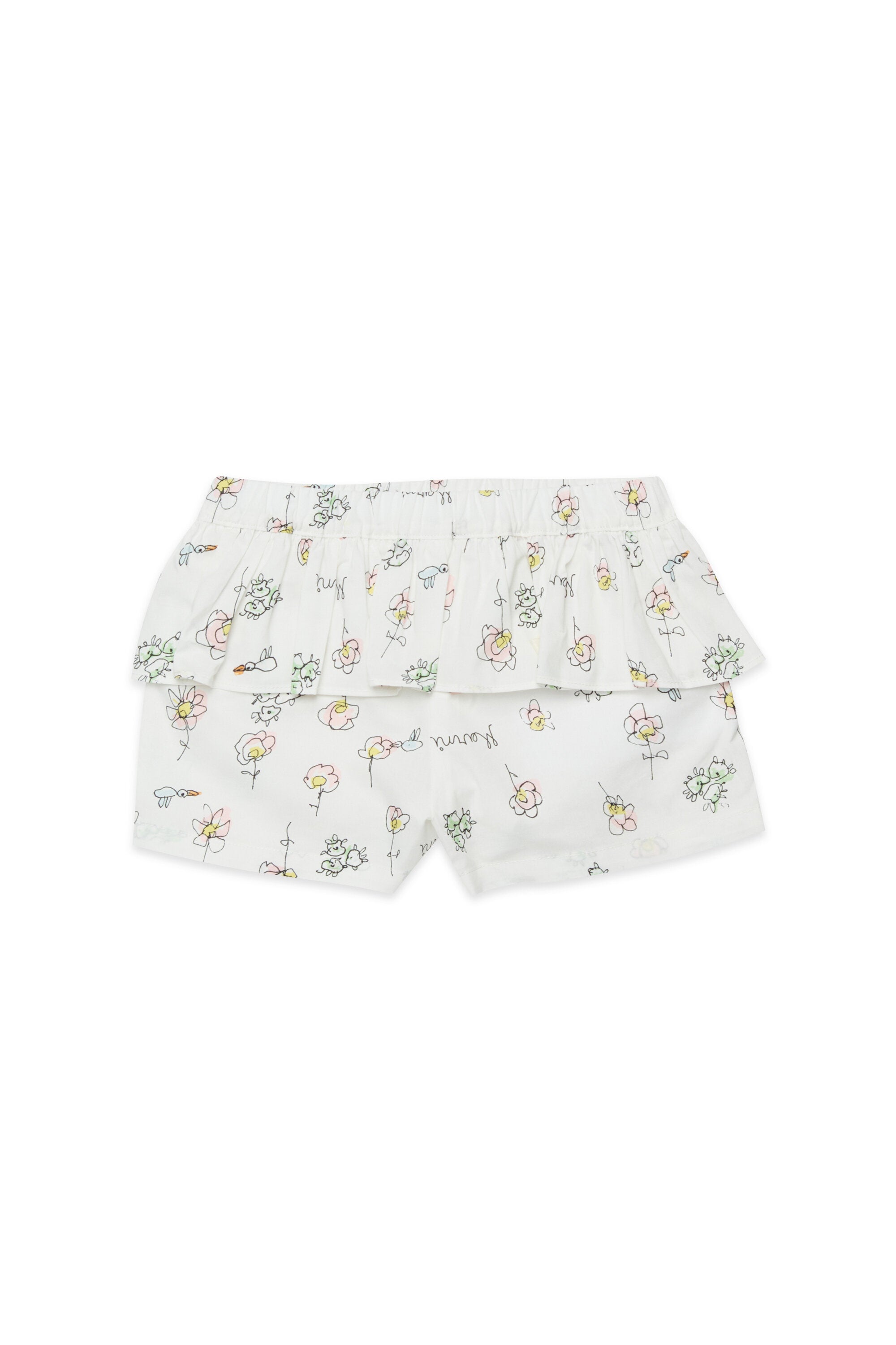 Shorts with ruffles and floral print