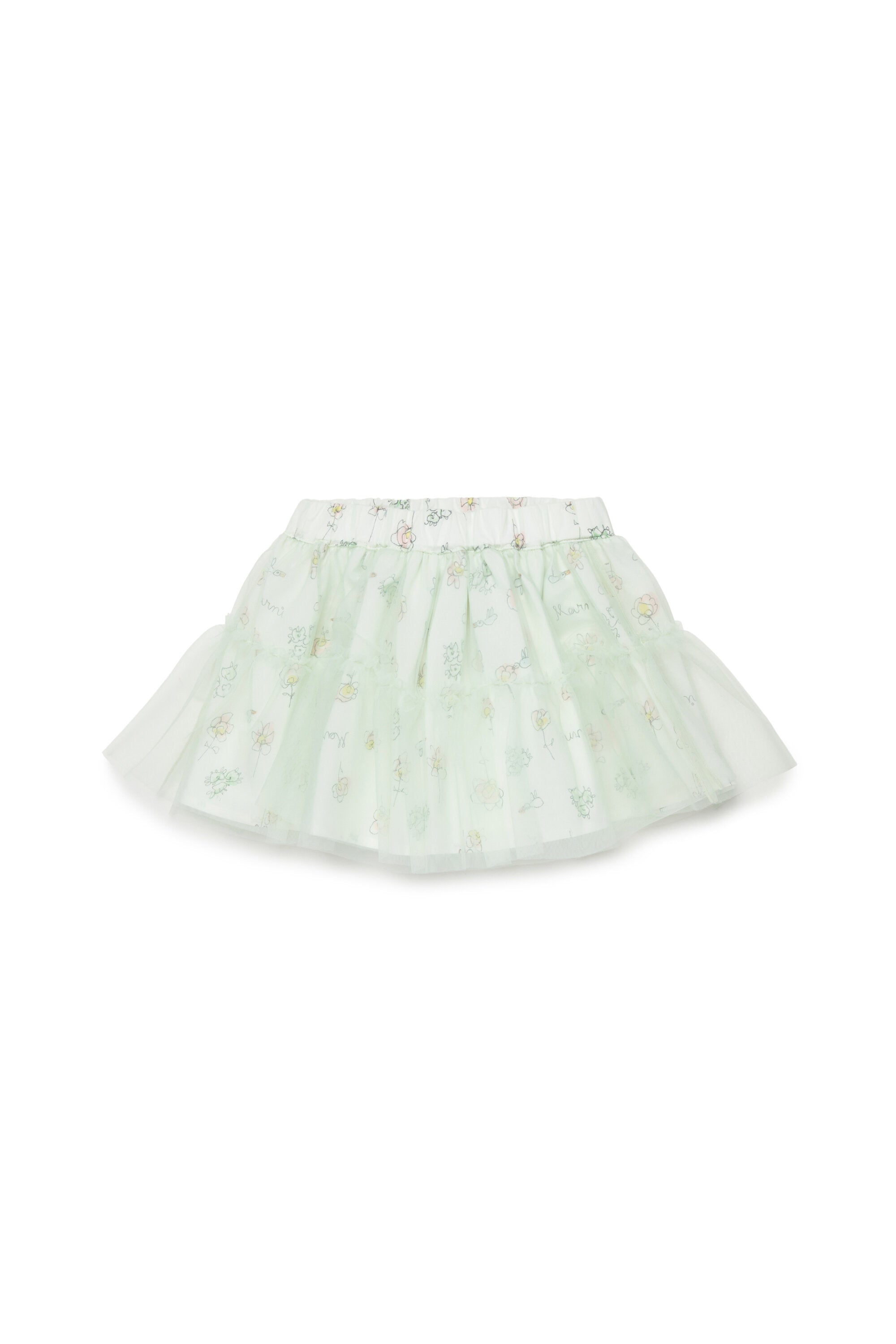 Falda de tul con estampado de flores