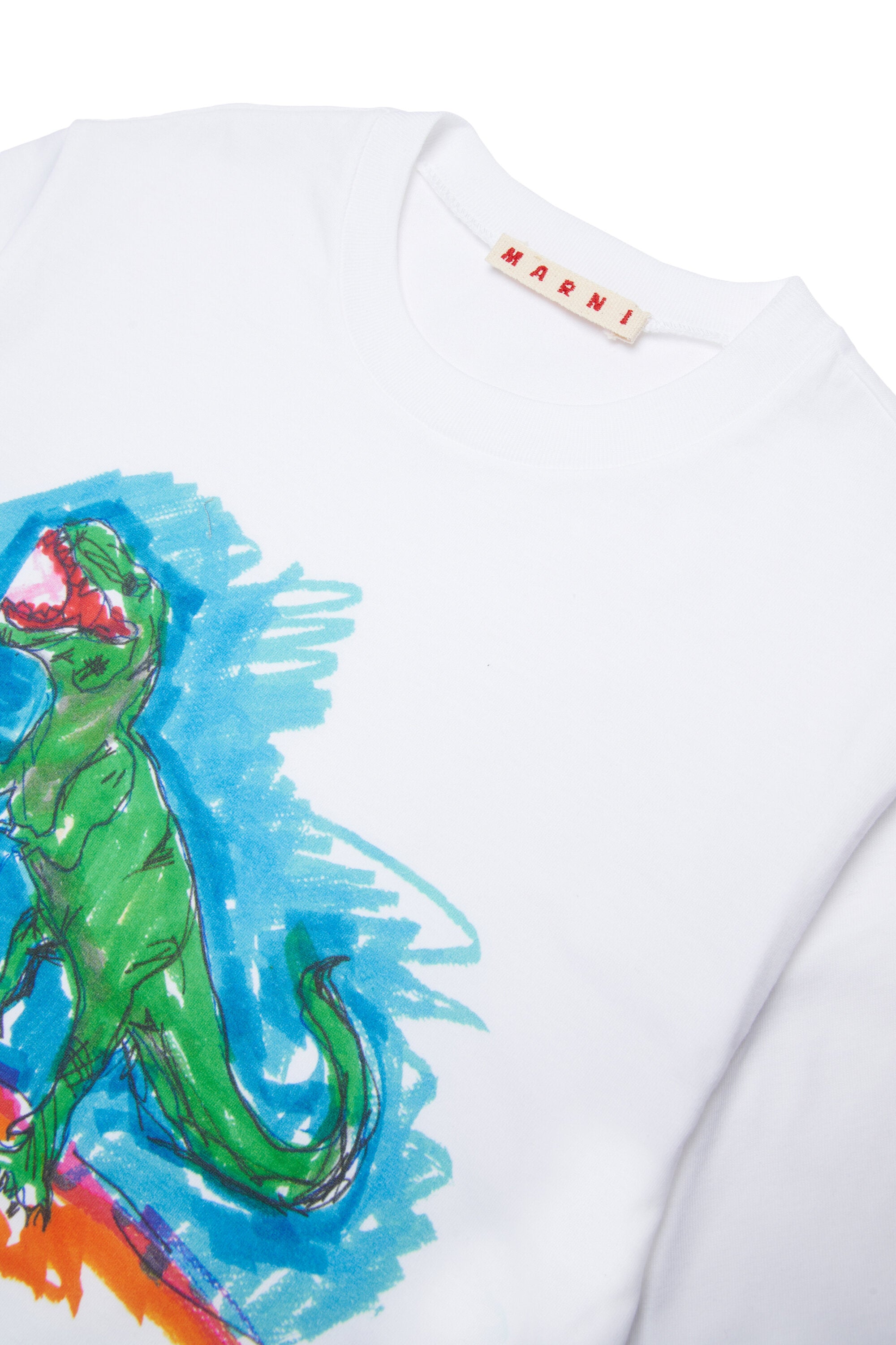 Camiseta con estampado de dinosaurio y logo