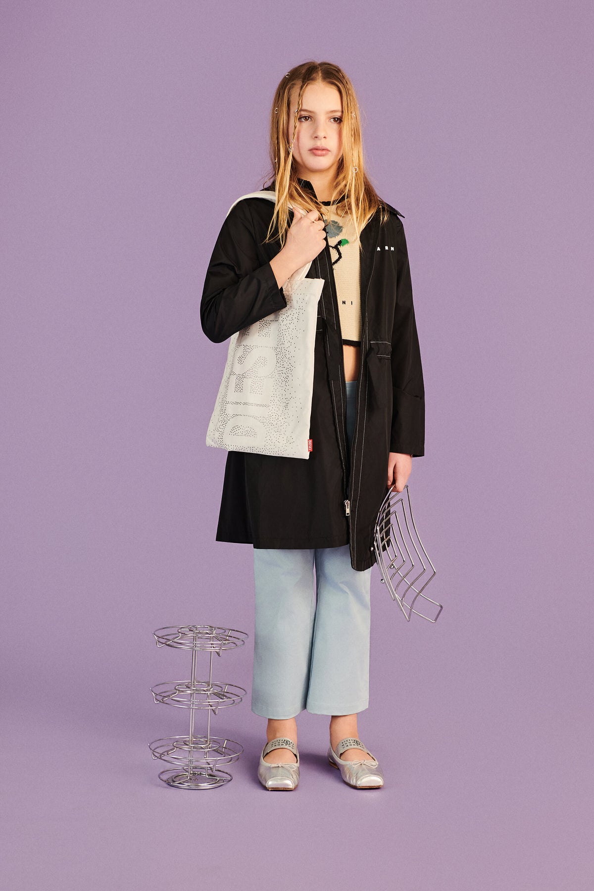Chaqueta larga con logo estampado
