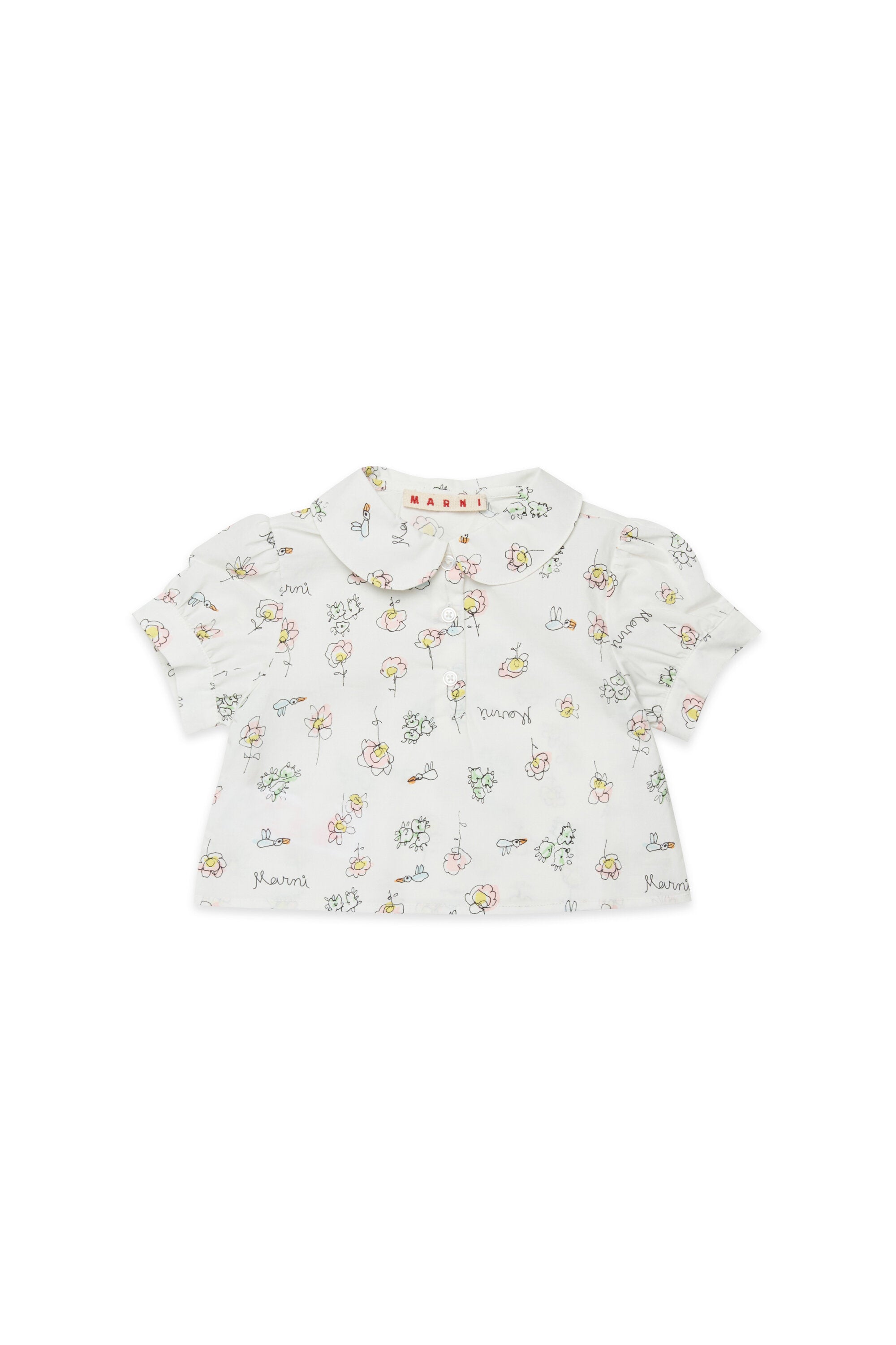 Short-sleeve shirt with floral print