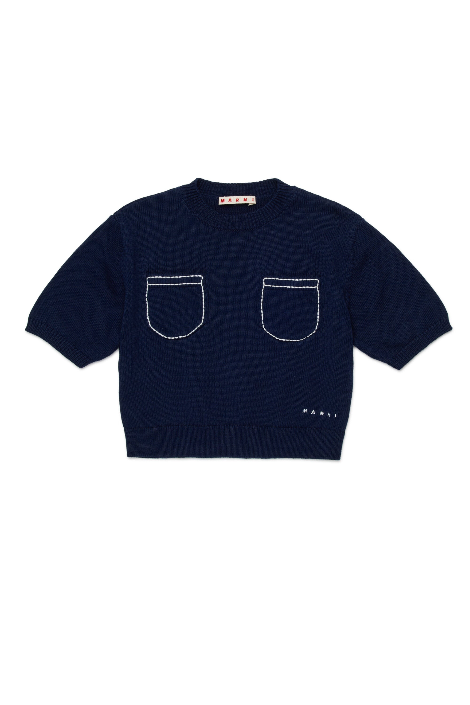 Jersey de cuello redondo con bolsillos y logo