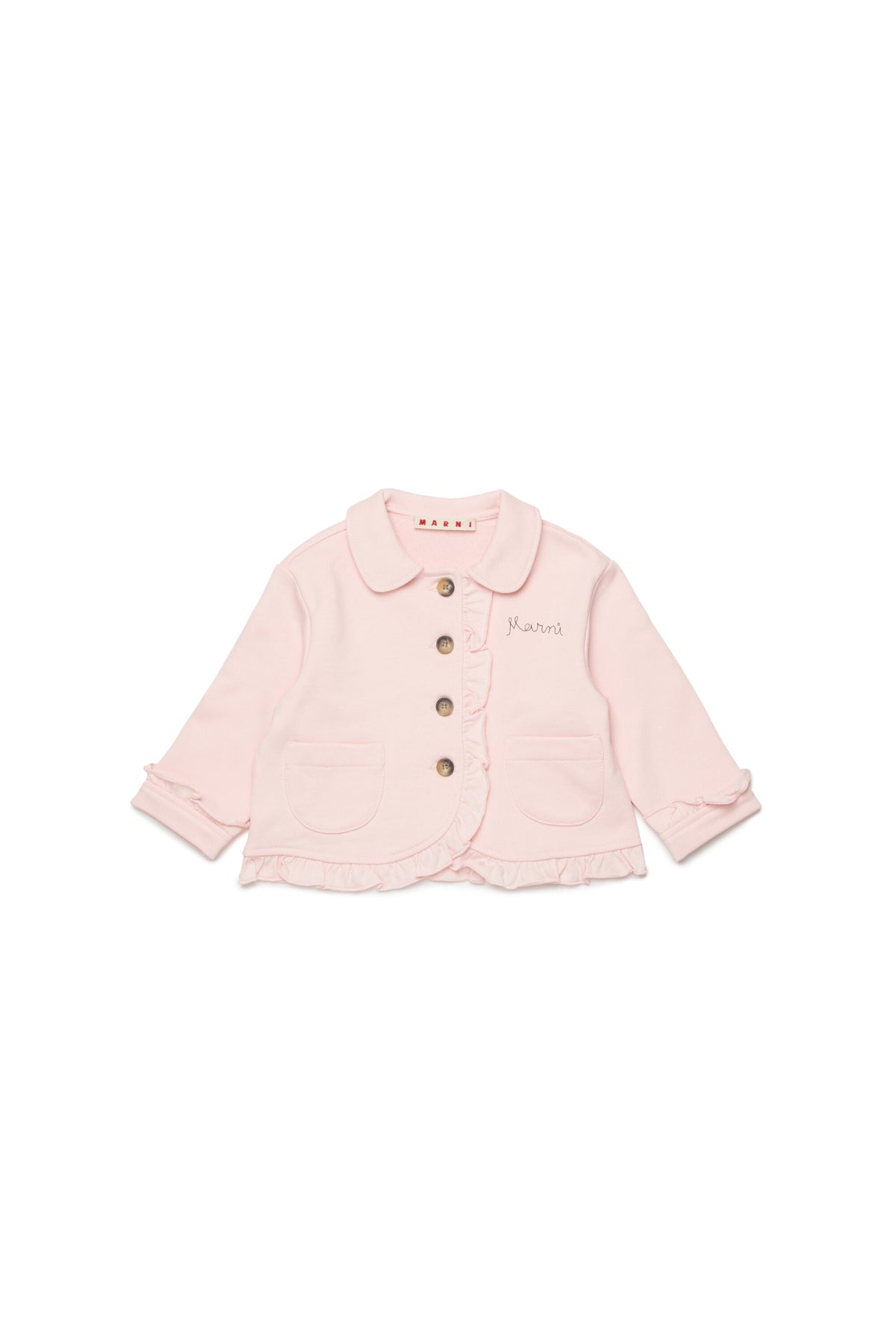 Chaqueta con volantes y logo