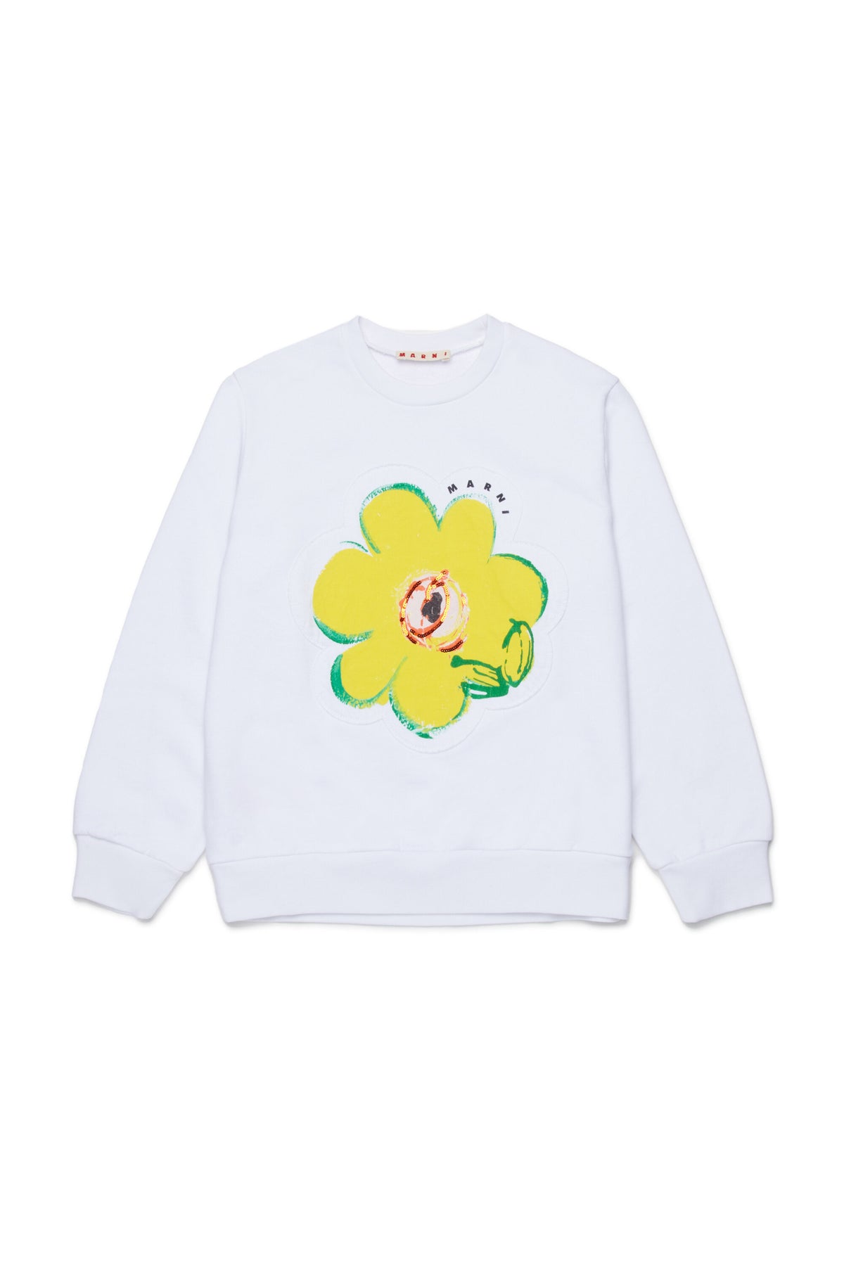 Sudadera de cuello redondo con maxi flor