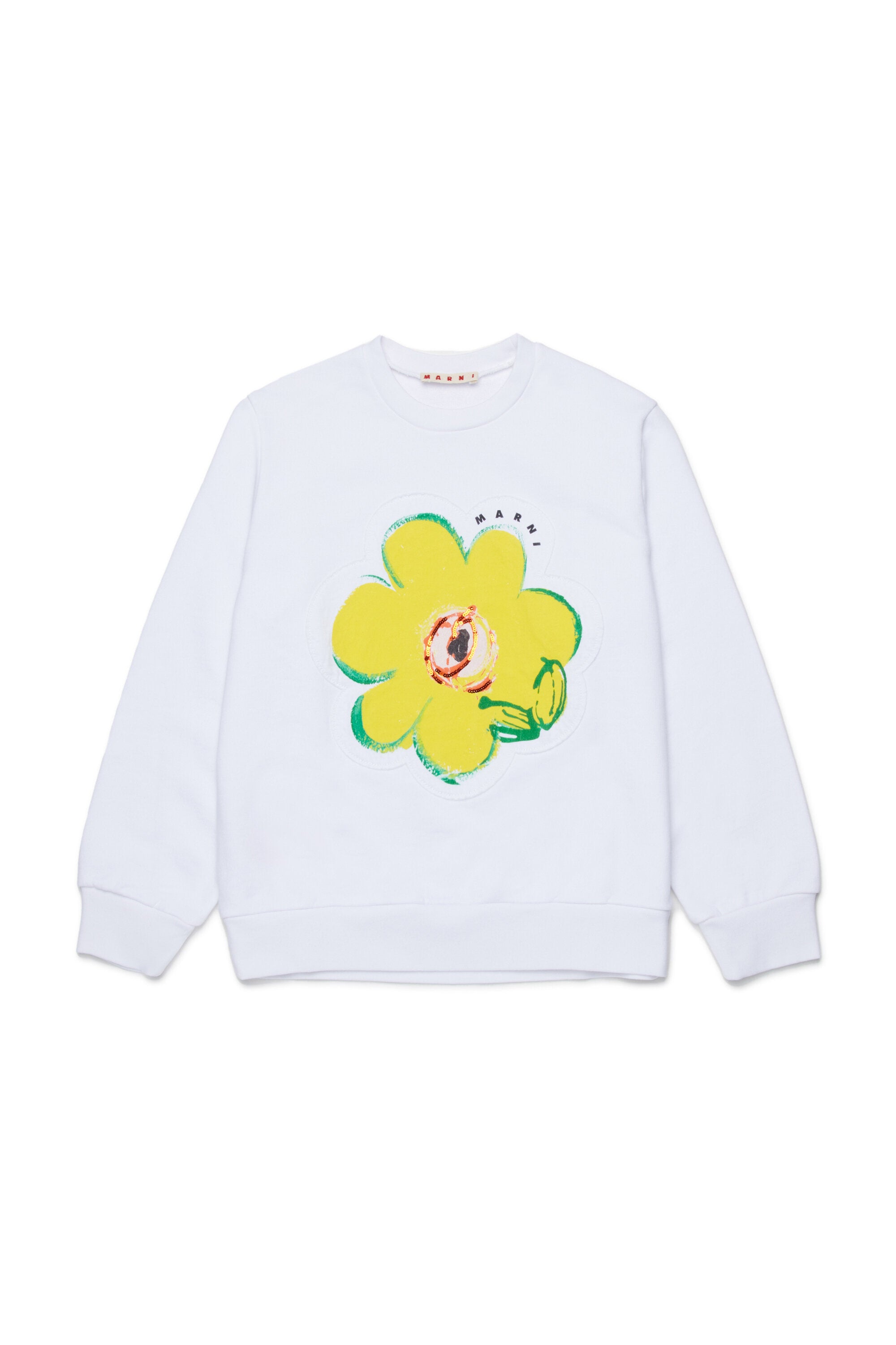 Sudadera de cuello redondo con maxi flor