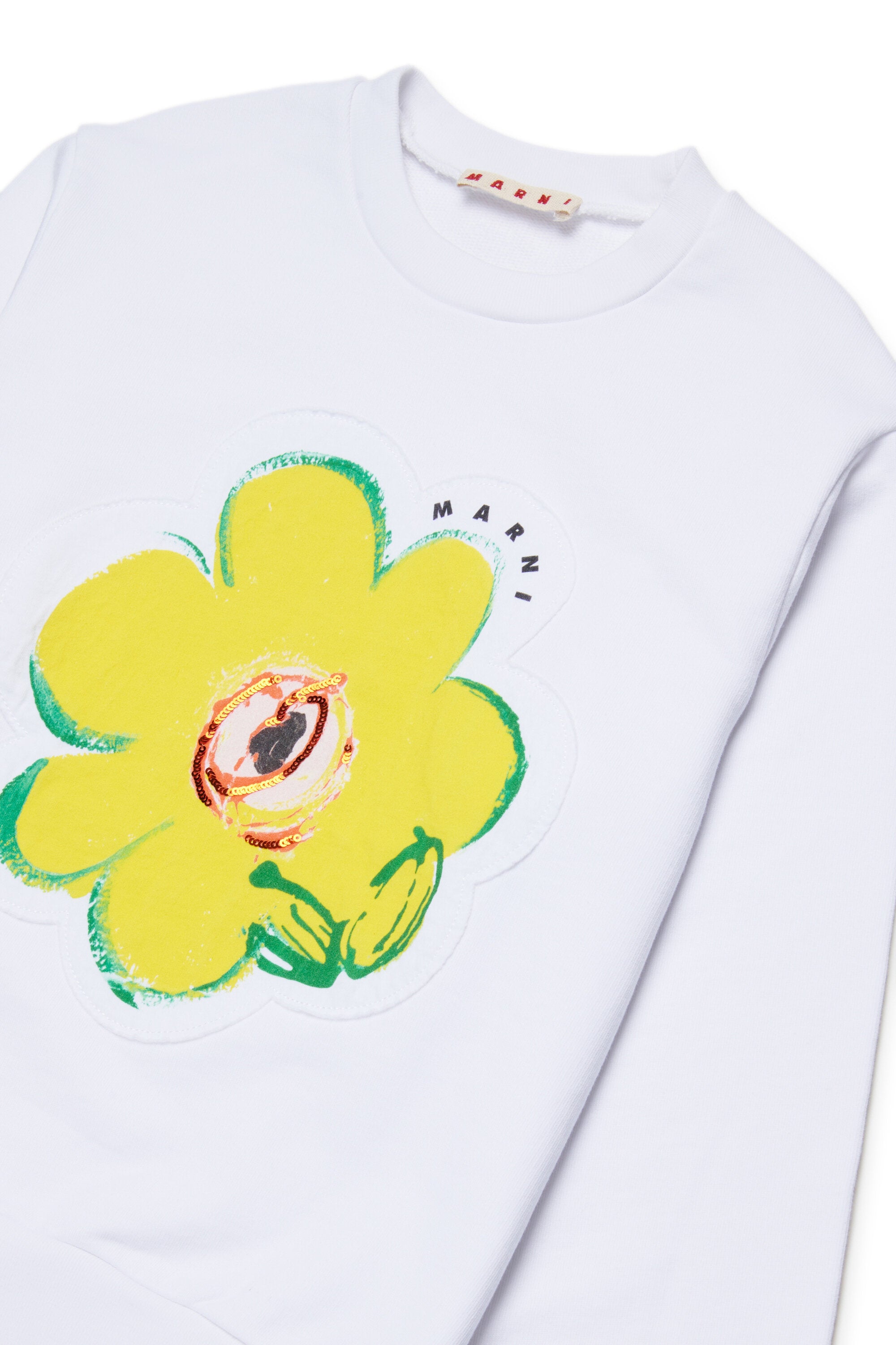 Sudadera de cuello redondo con maxi flor