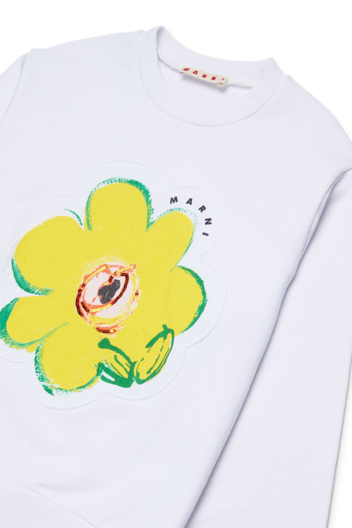 Sudadera de cuello redondo con maxi flor