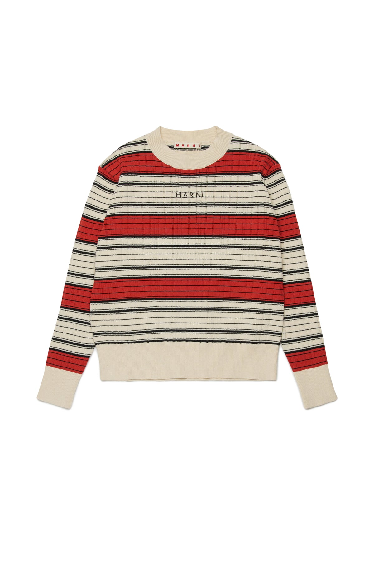 Striped crewneck sweater with logo