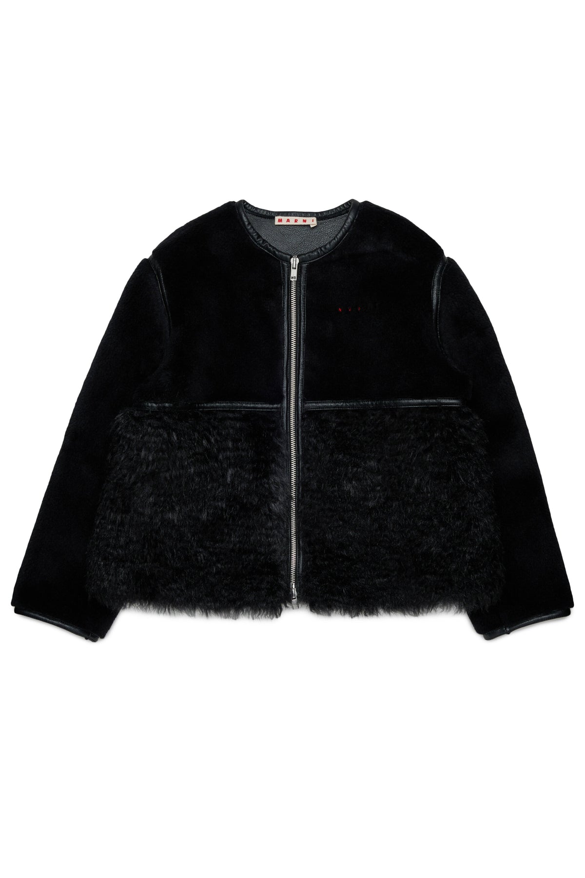 Chaqueta shearling con logo estampado