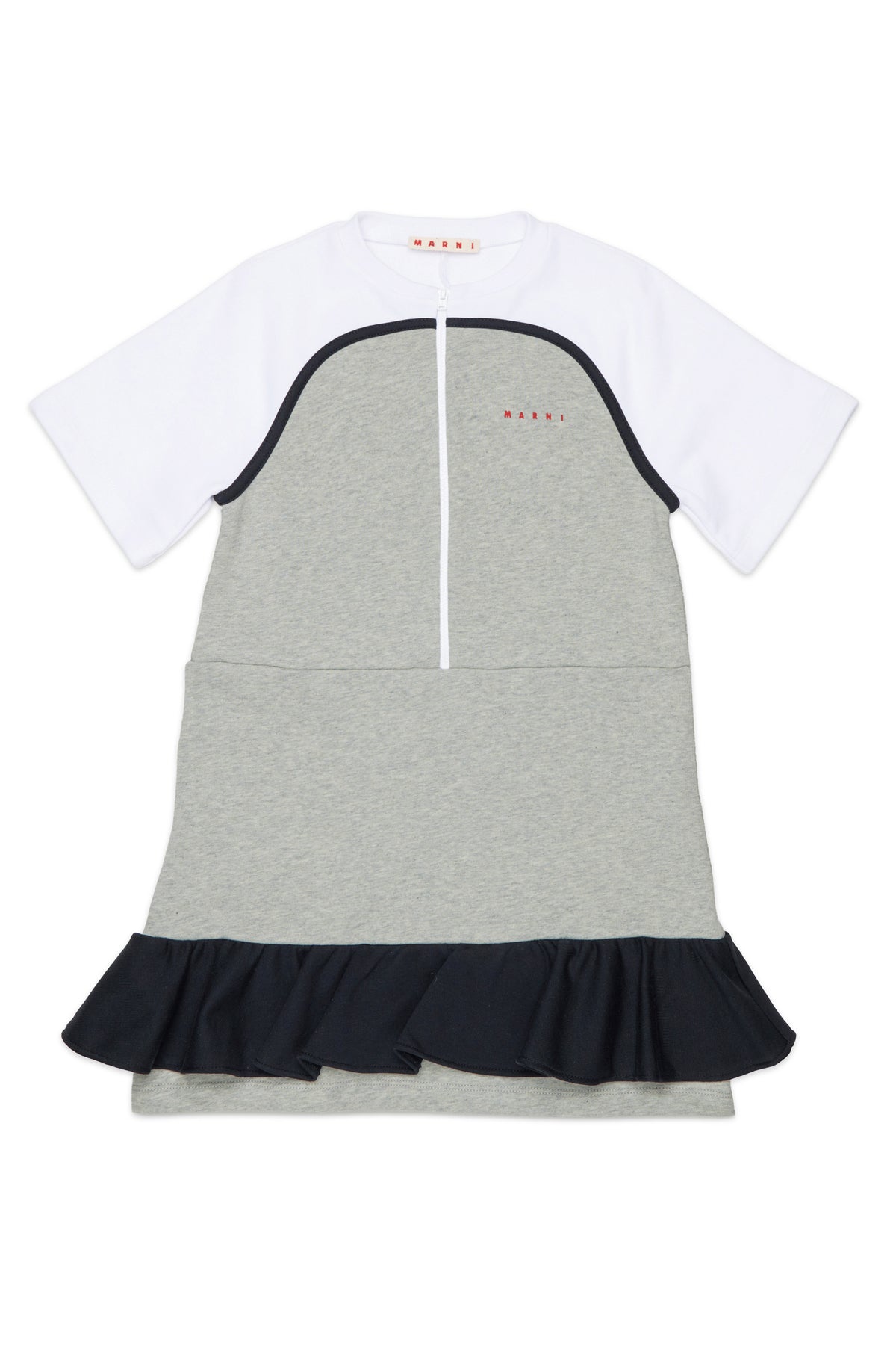 Vestido felpa con cremallera y volante