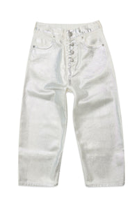 Metallic effect white jeans