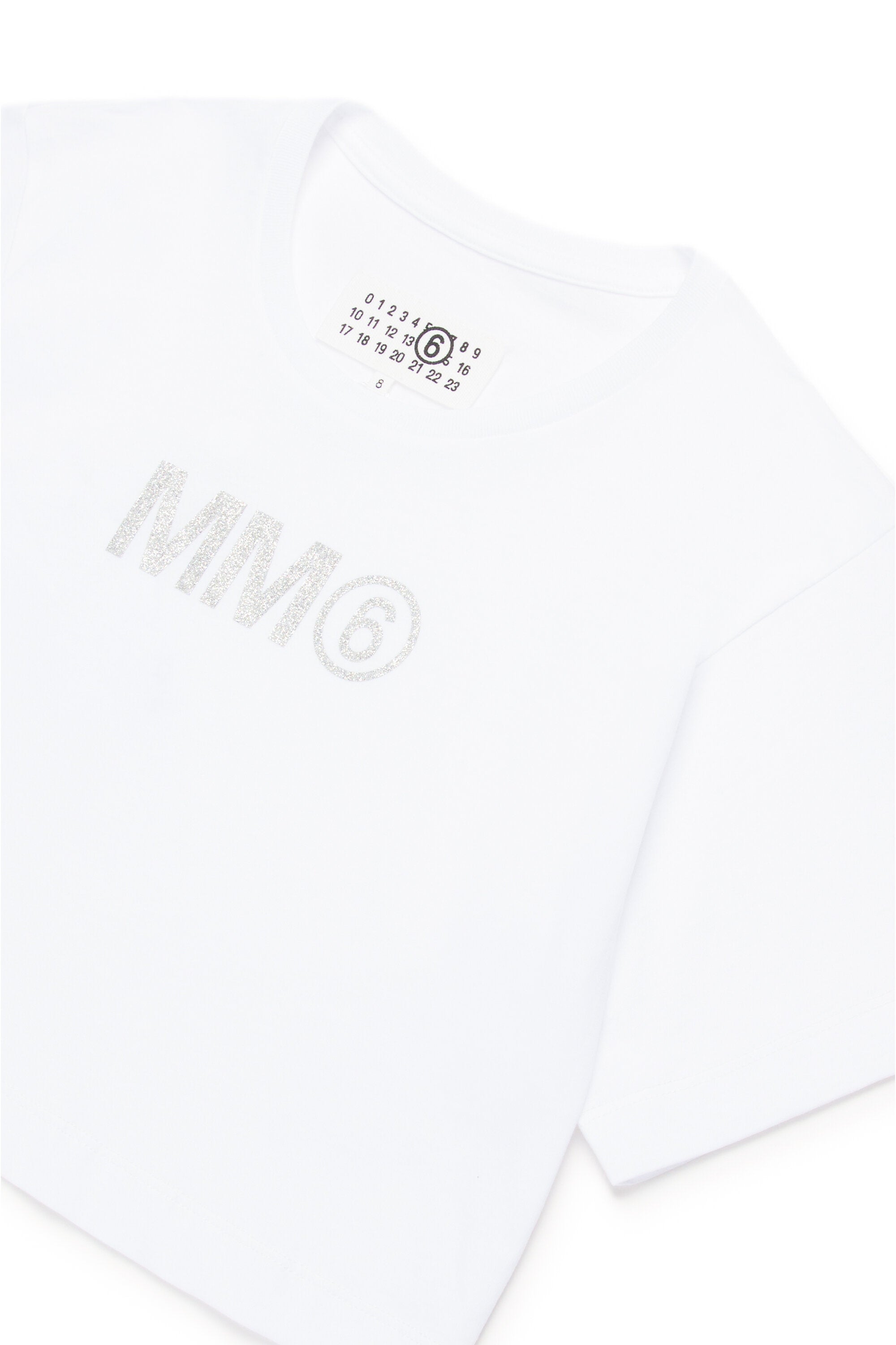 Camiseta corta con logotipo de MM6 en purpurina