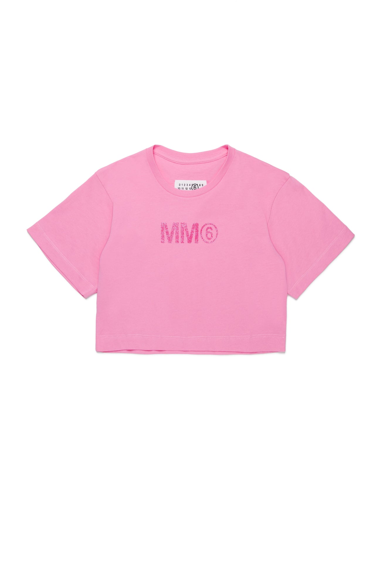 Camiseta corta con logotipo de MM6 en purpurina Camiseta corta con logotipo de MM6 en purpurina