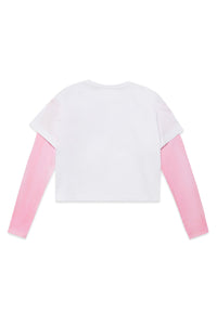 Double-layer spray effect T-shirt