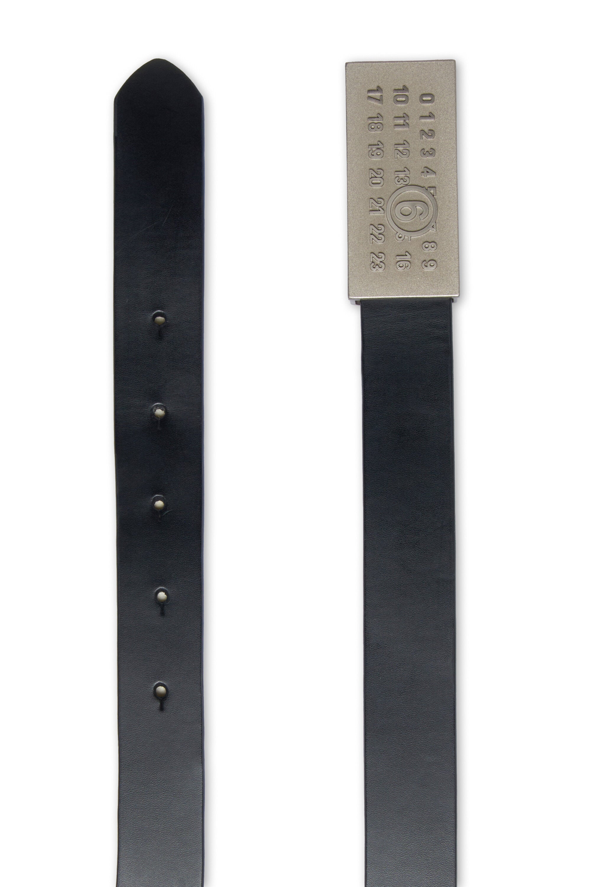 MM6 teen's leather belt branded with numeric logo | BRAVE KID