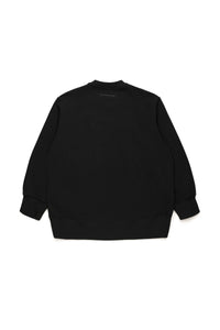 Crew-neck sweatshirt with diagonal zip