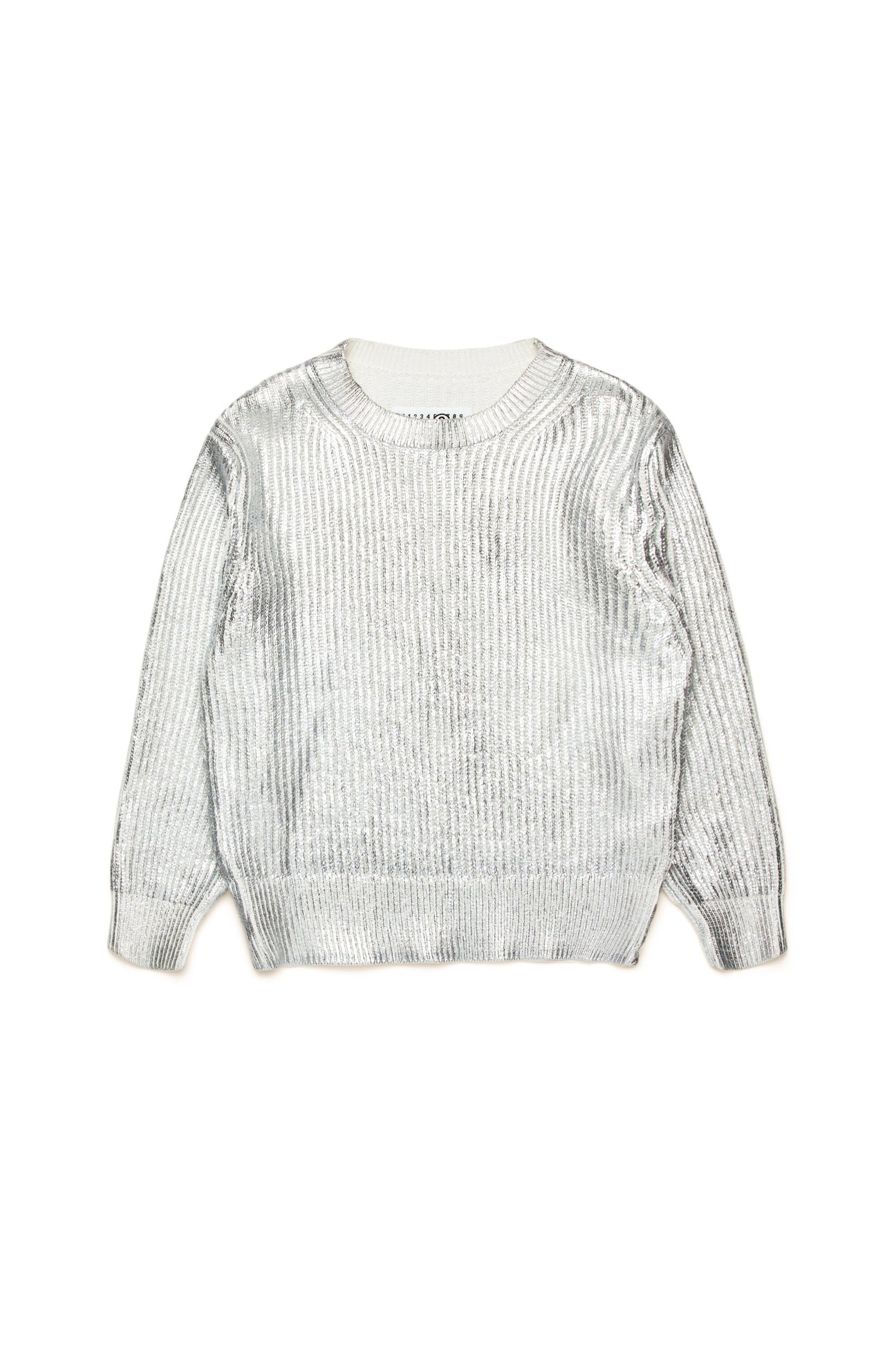 Ribbed pullover with mylar print 