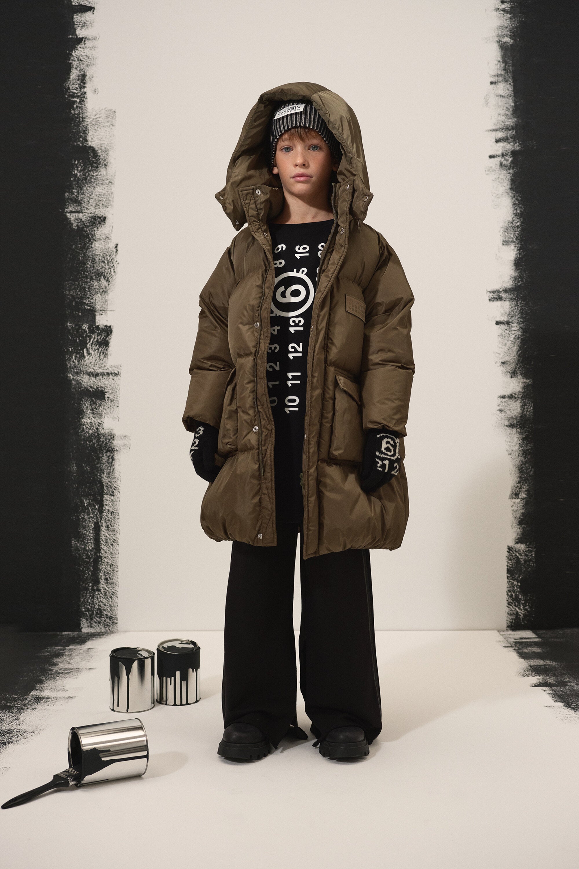 Long padded jacket with pockets