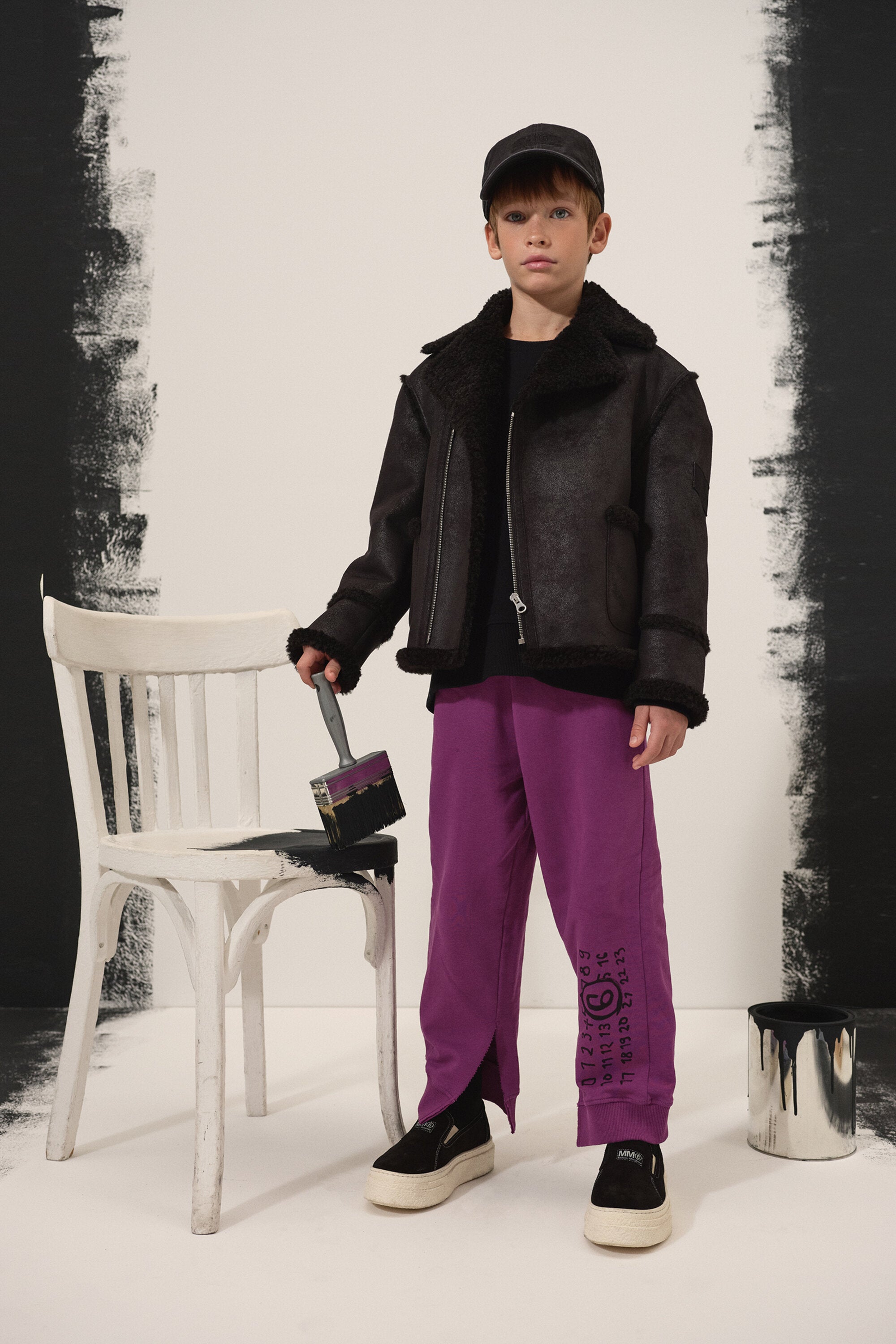 Chaqueta de piel de oveja con detalles de peluche