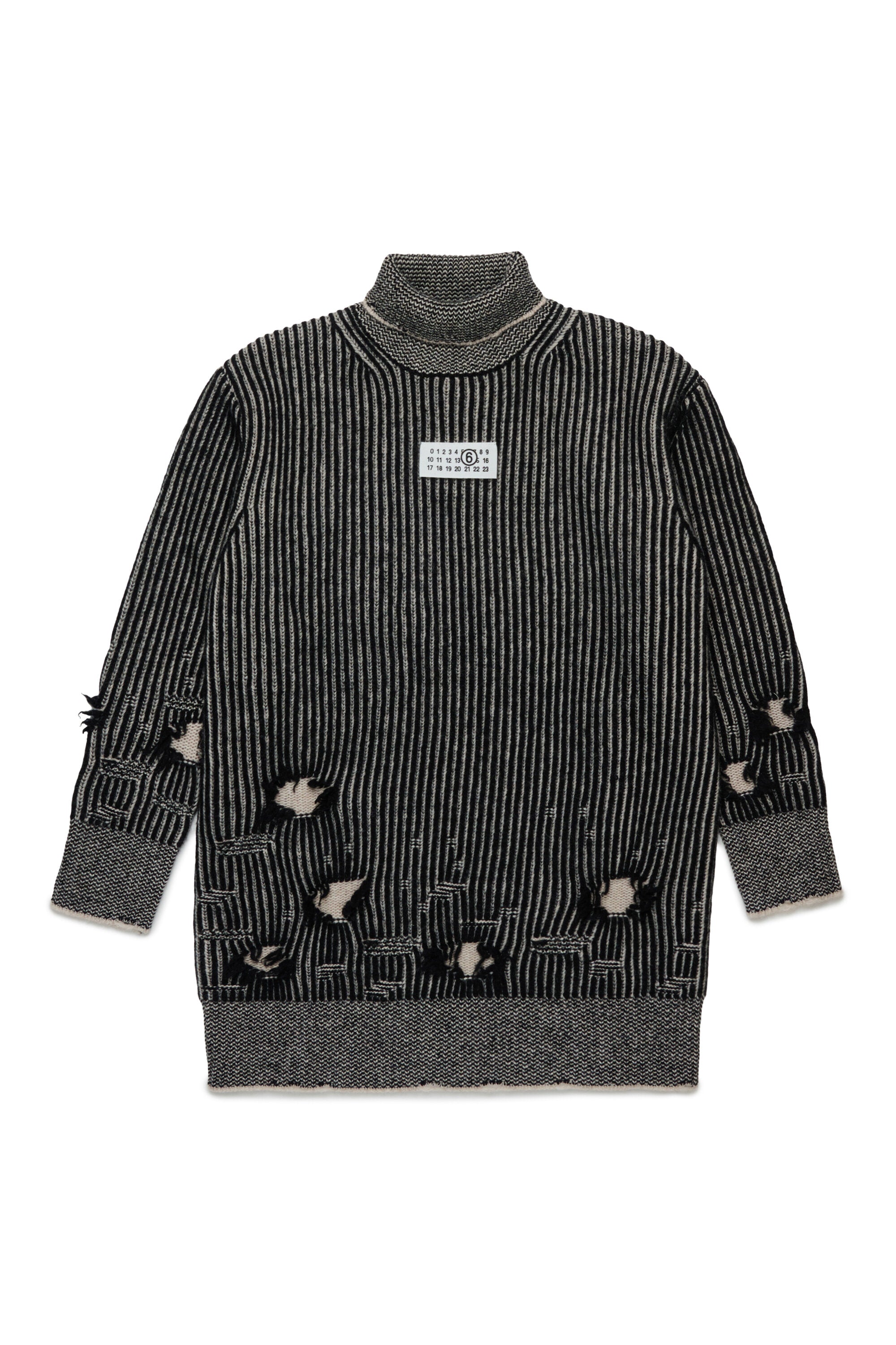 Minivestido de lana canalé con rotos