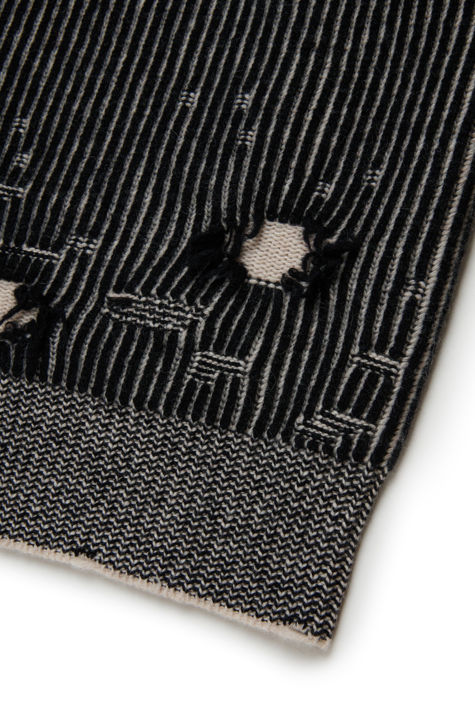 Minivestido de lana canalé con rotos