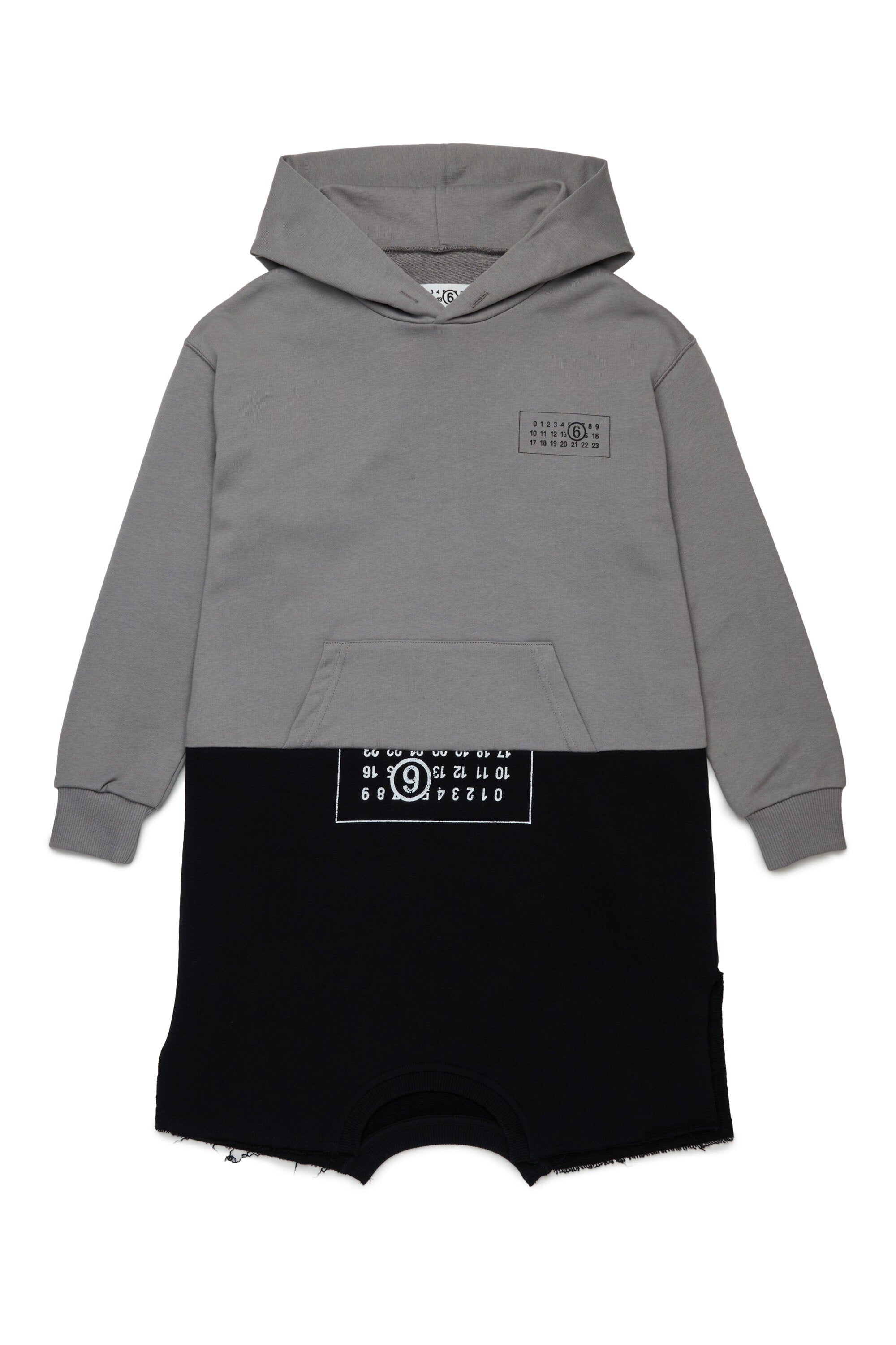 Two-color re-cut sweatshirt maxi dress