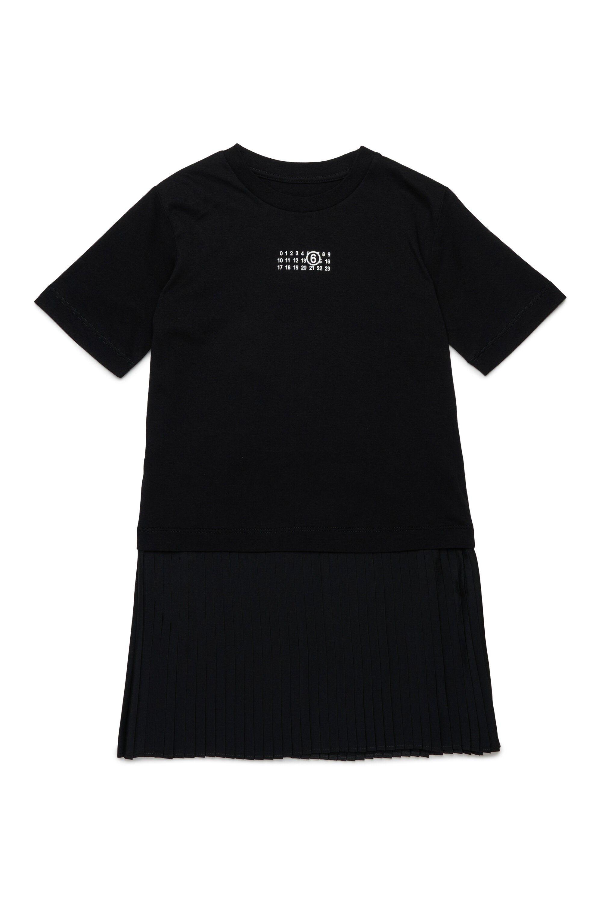 Vestido corto de jersey con bajo plisado