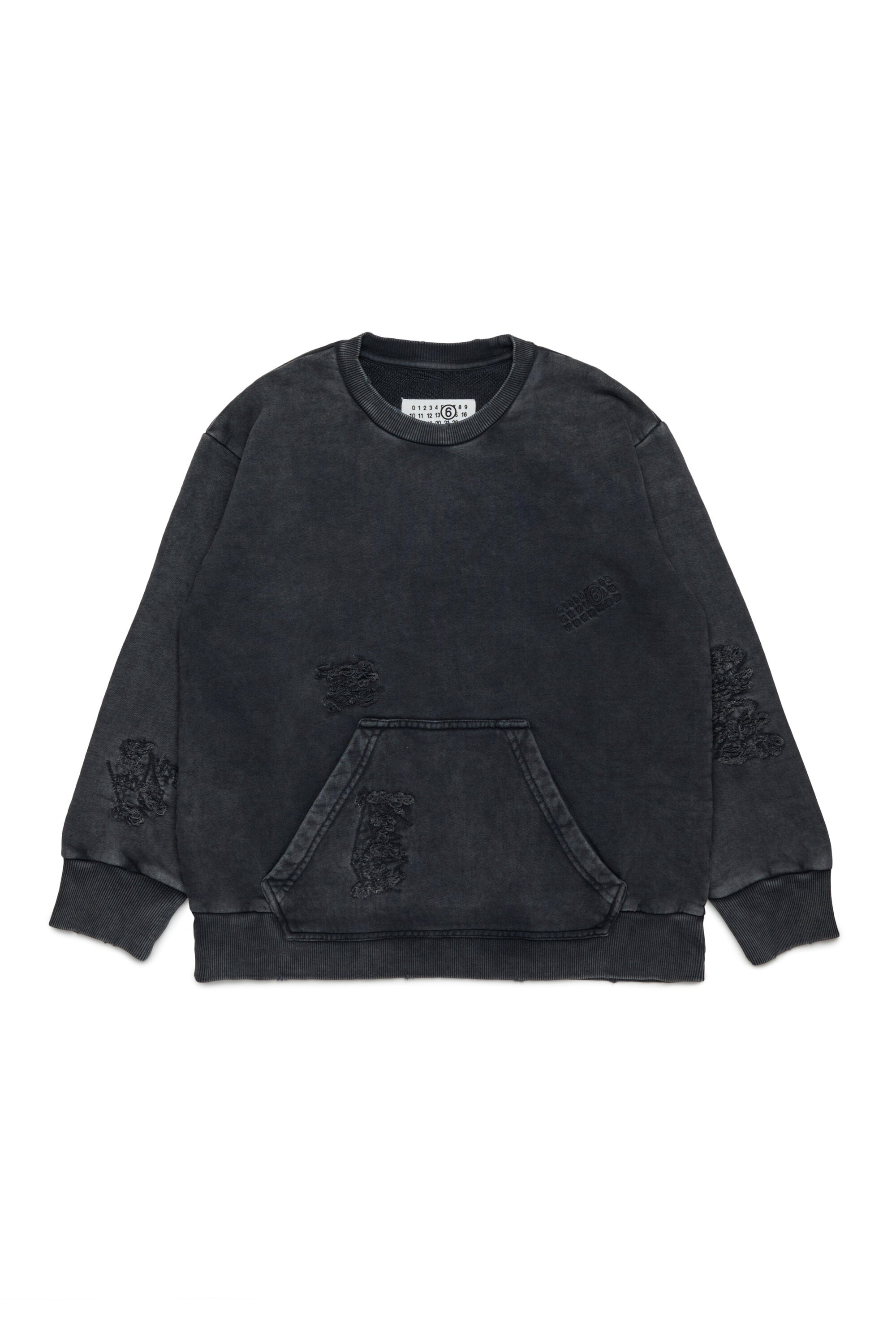 Crew-neck sweatshirt with mending breaks
