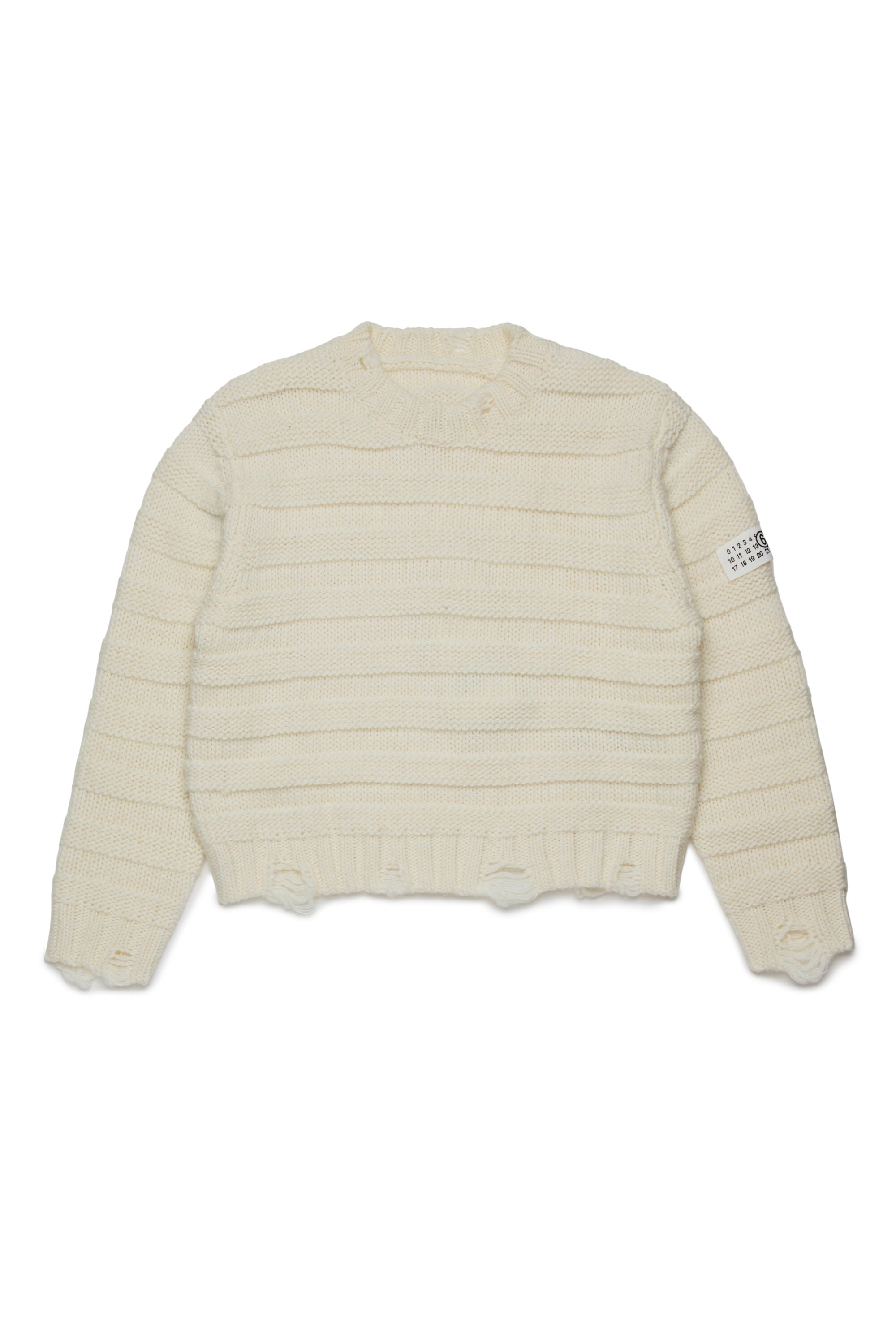 Ribbed wool blend pullover with breaks