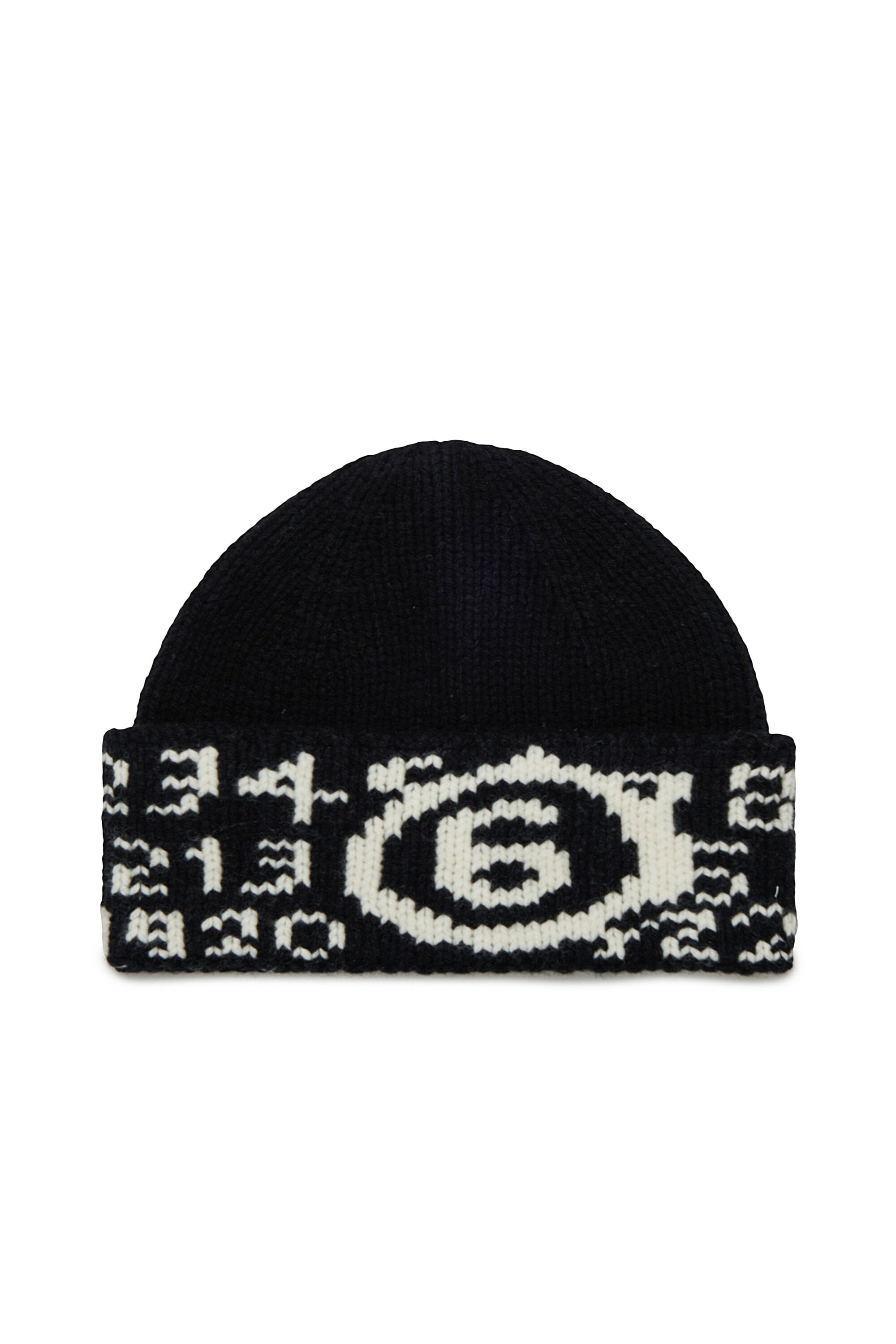 Wool-blend knit beanie with logo