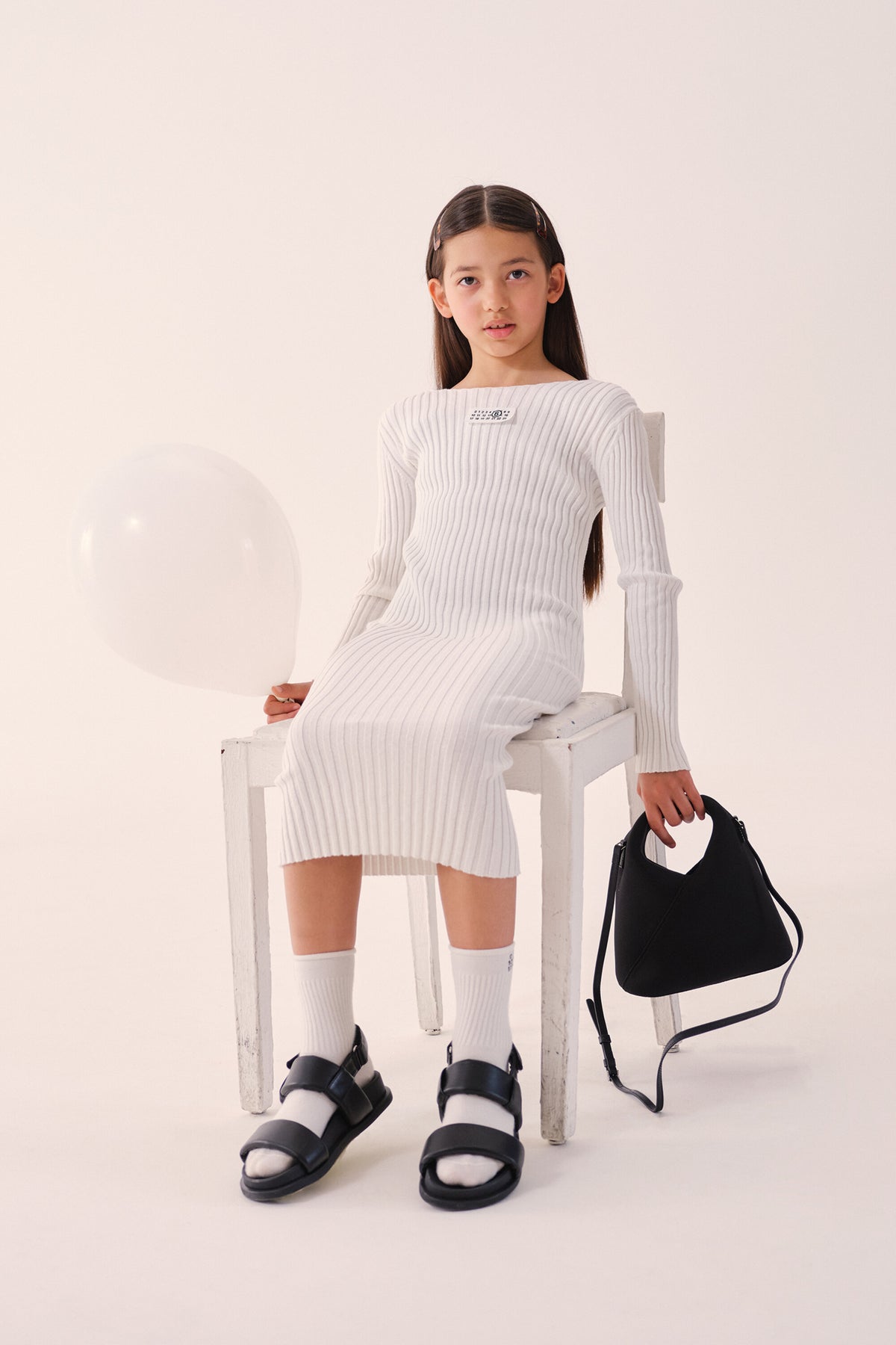 Vestido largo de canalé con logo
