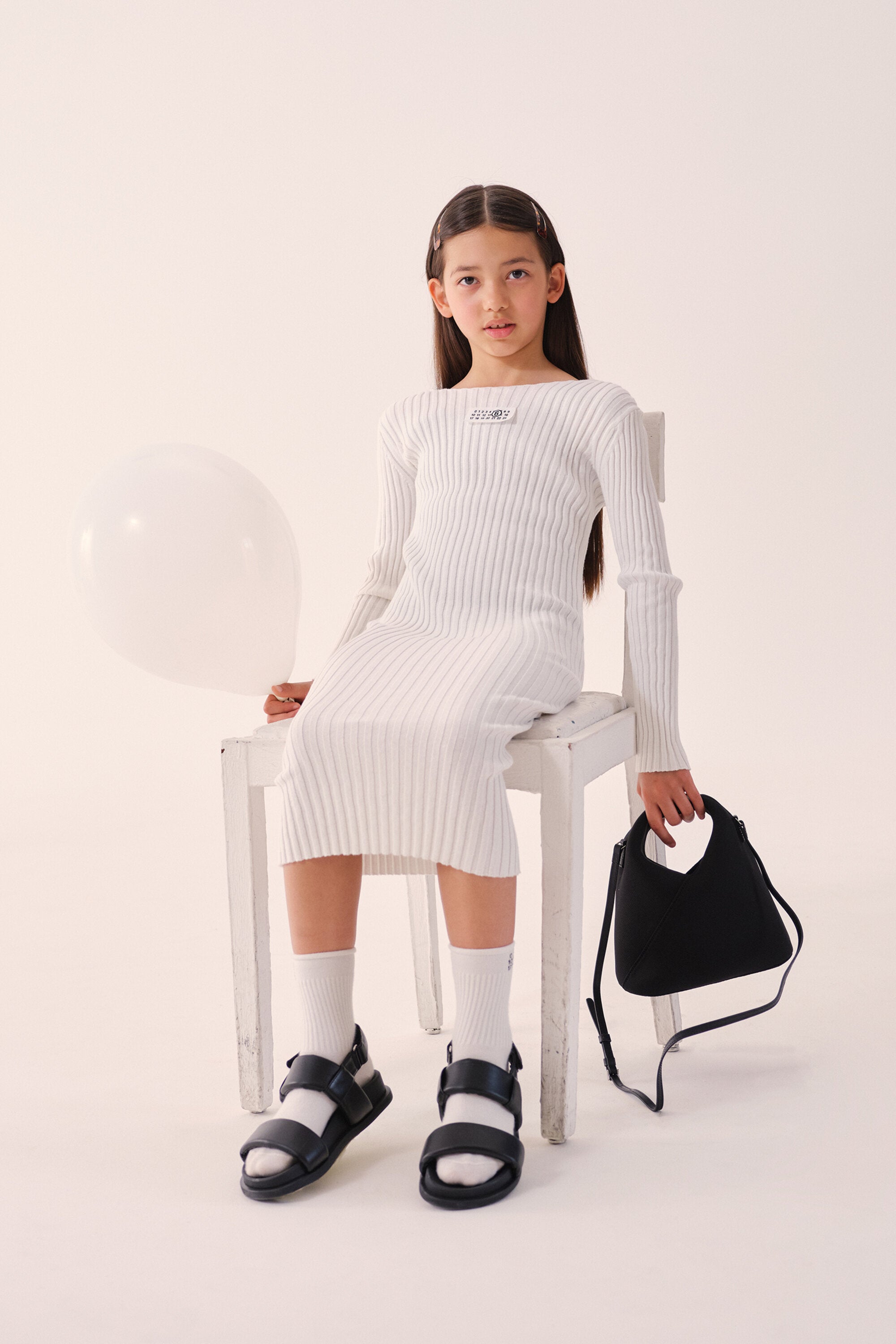 Vestido largo de canalé con logo