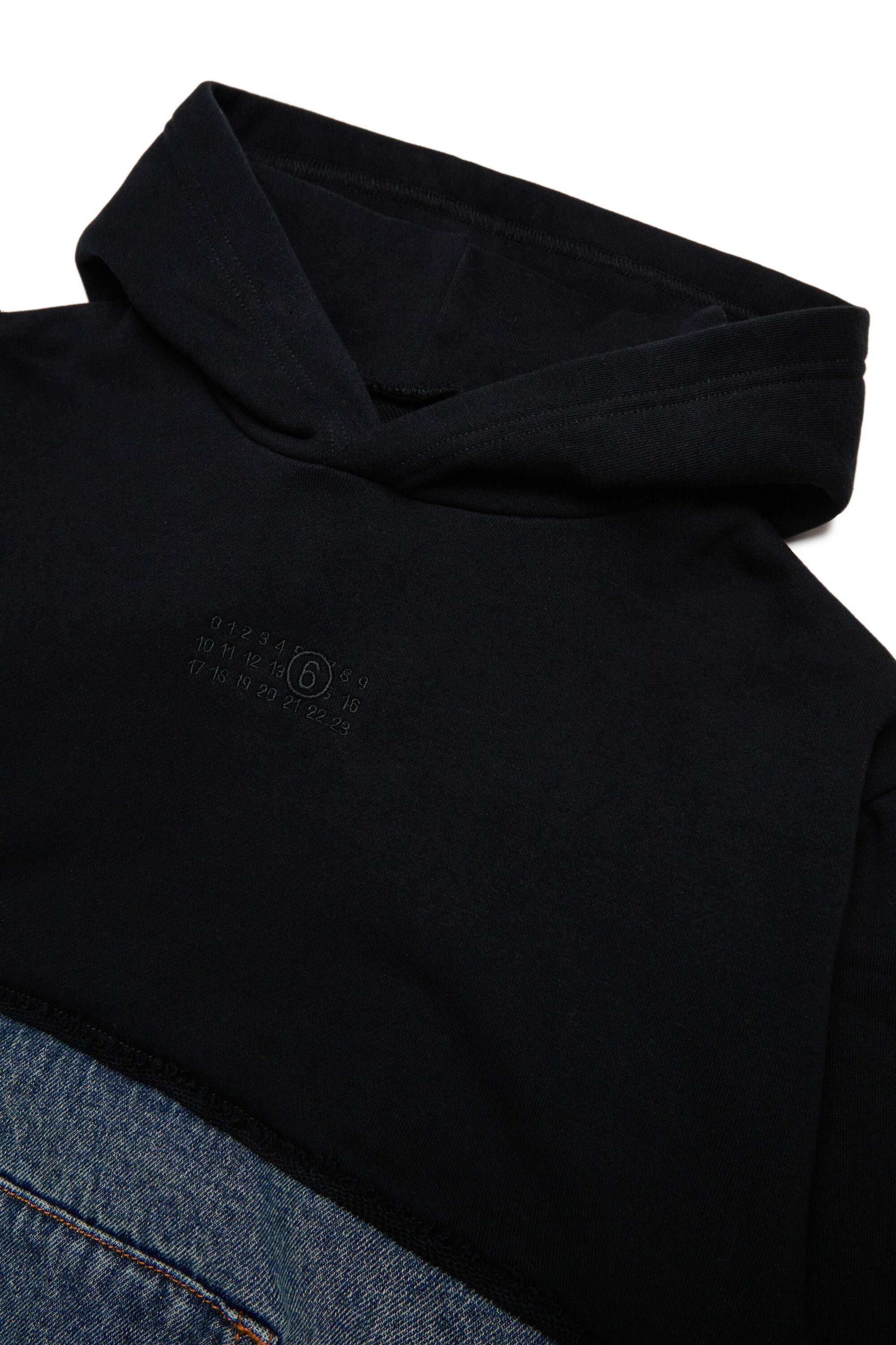 Sudadera con capucha de felpa y denim