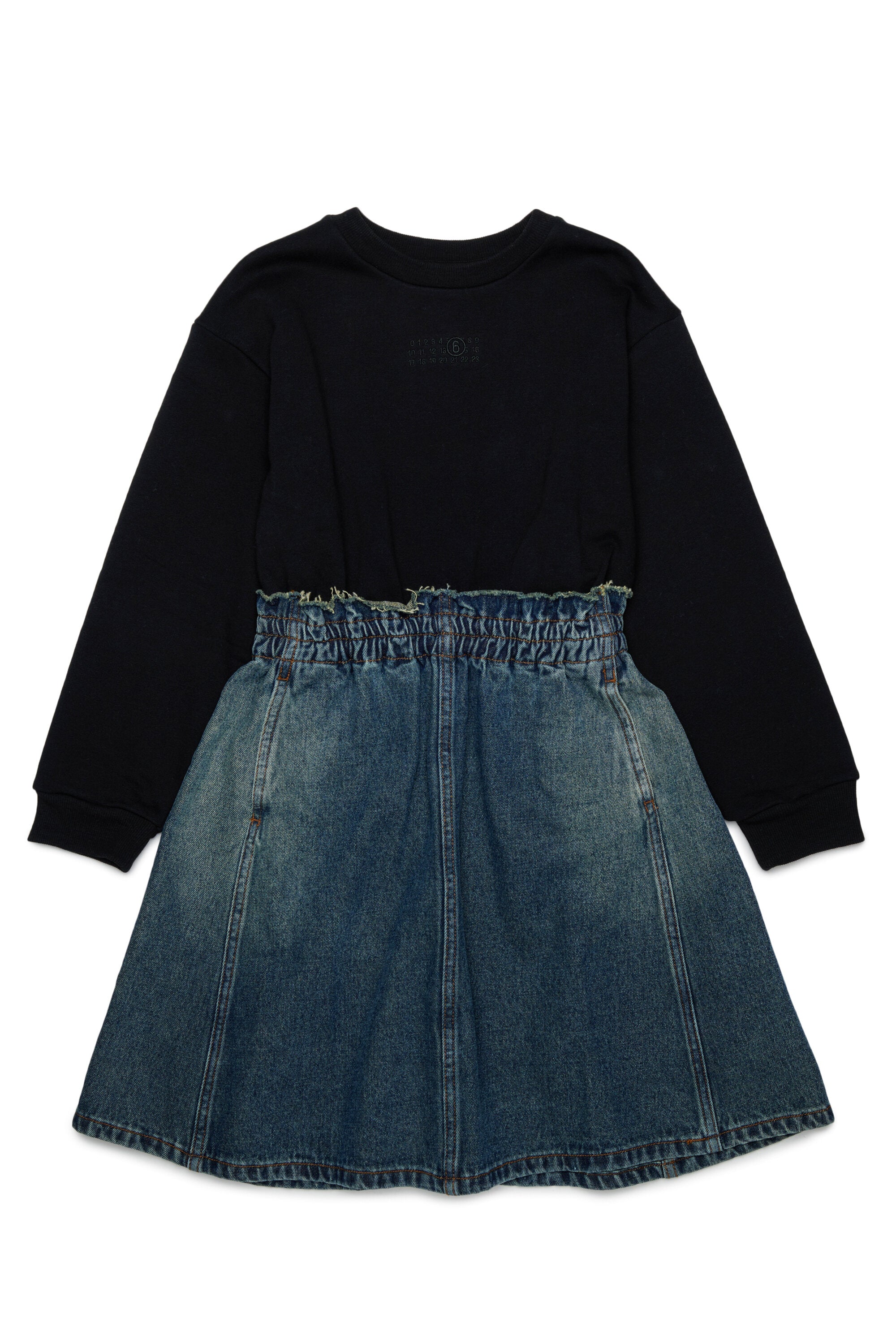 Vestido de felpa y denim con logo