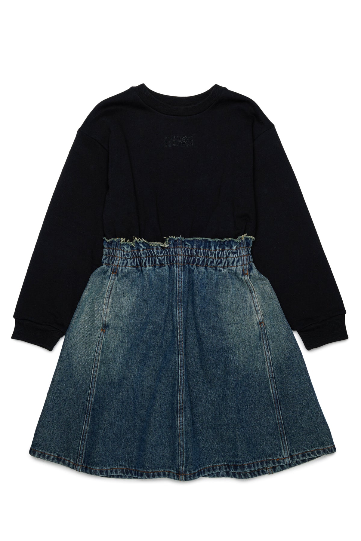 Vestido de felpa y denim con logo