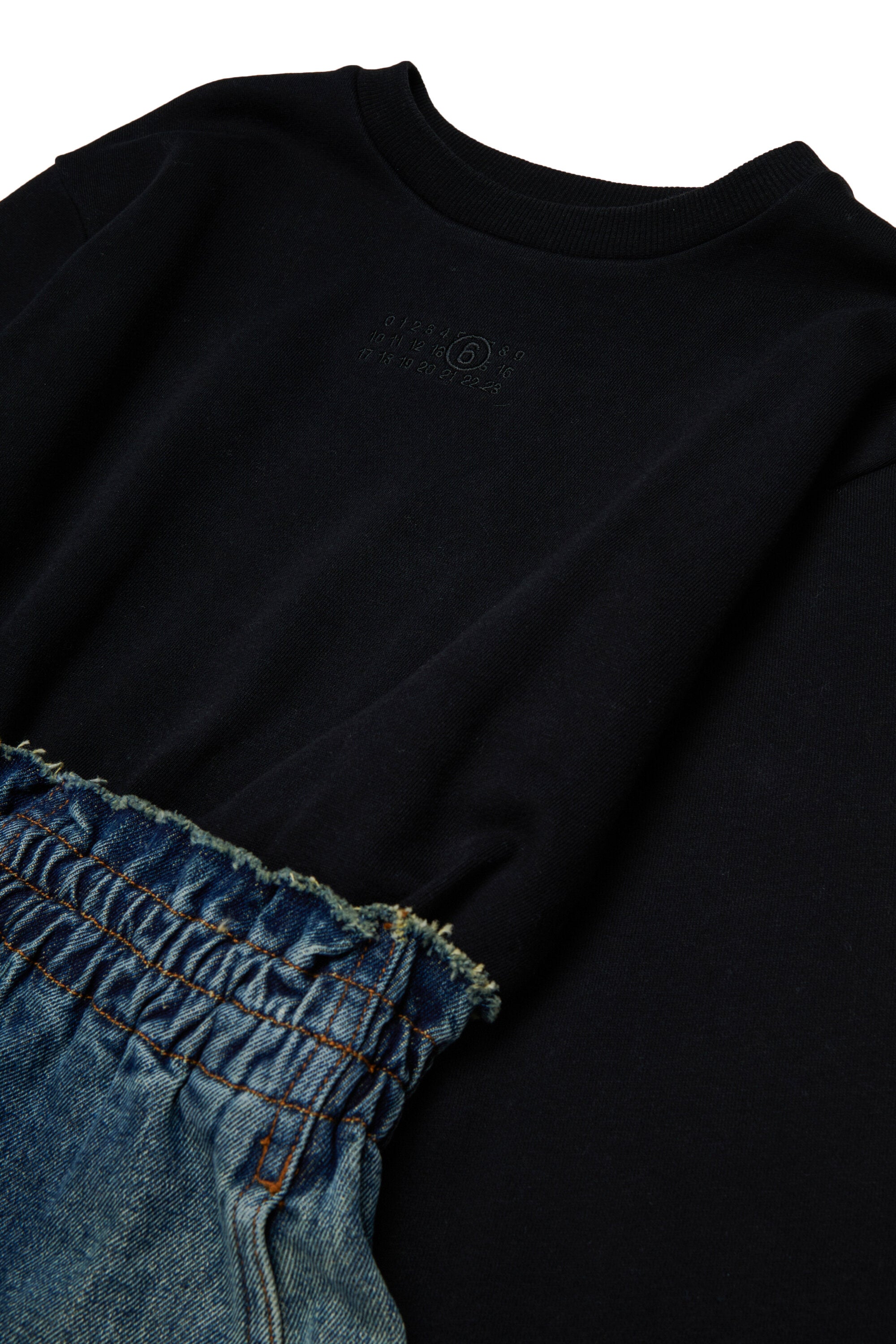 Vestido de felpa y denim con logo