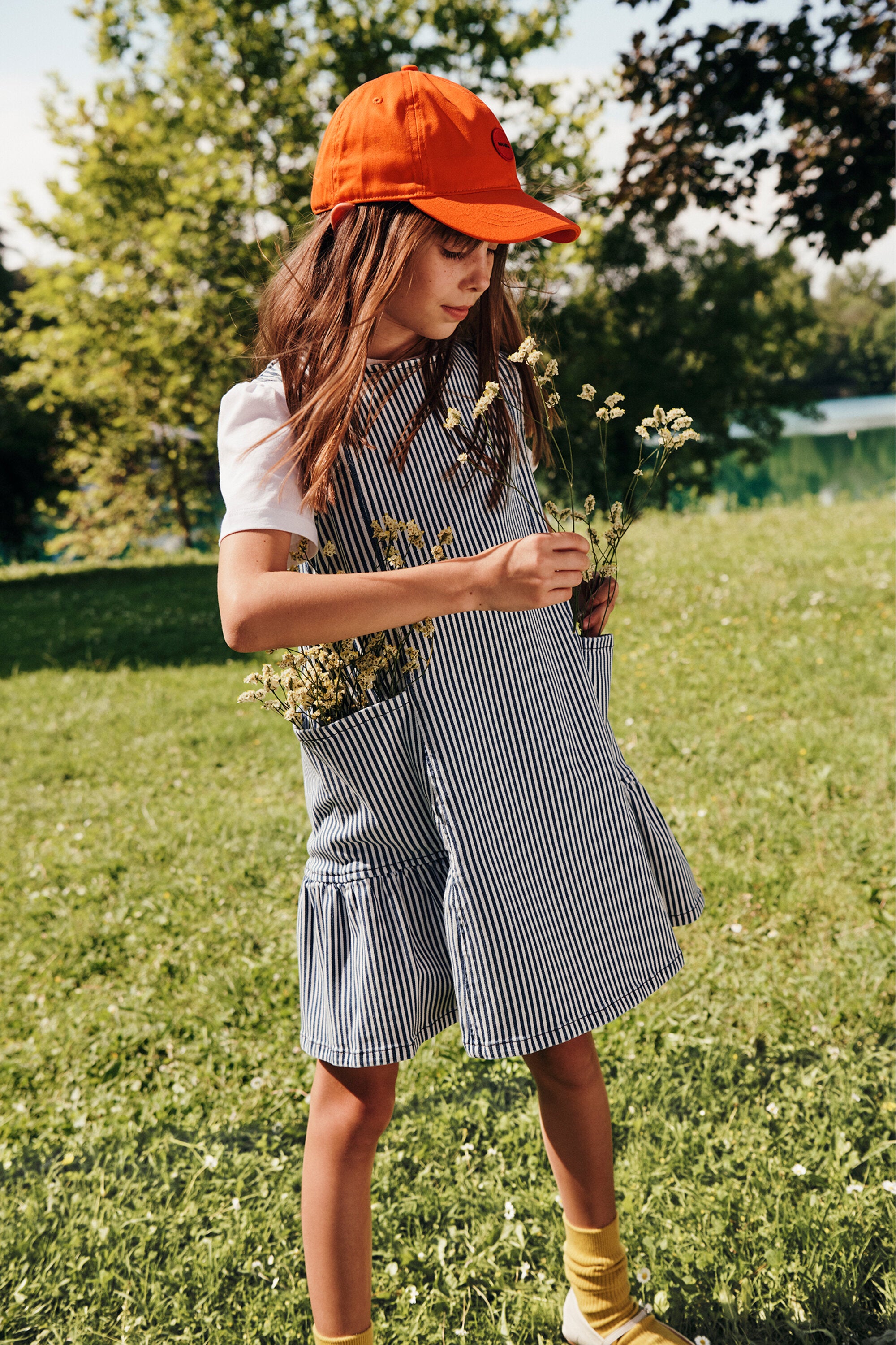 Vestido sin mangas de rayas denim