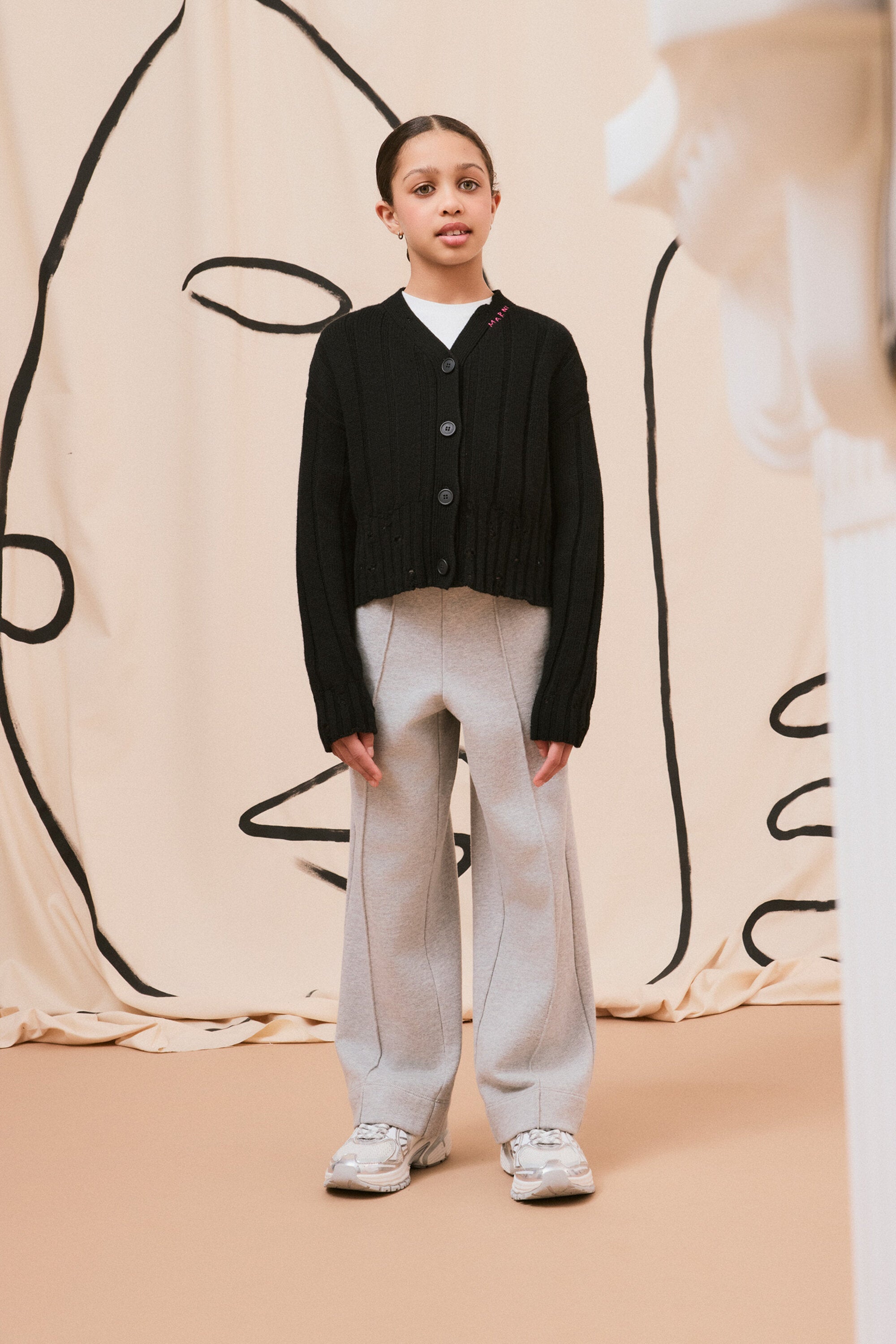 Pantalón recto de forro polar con canalé