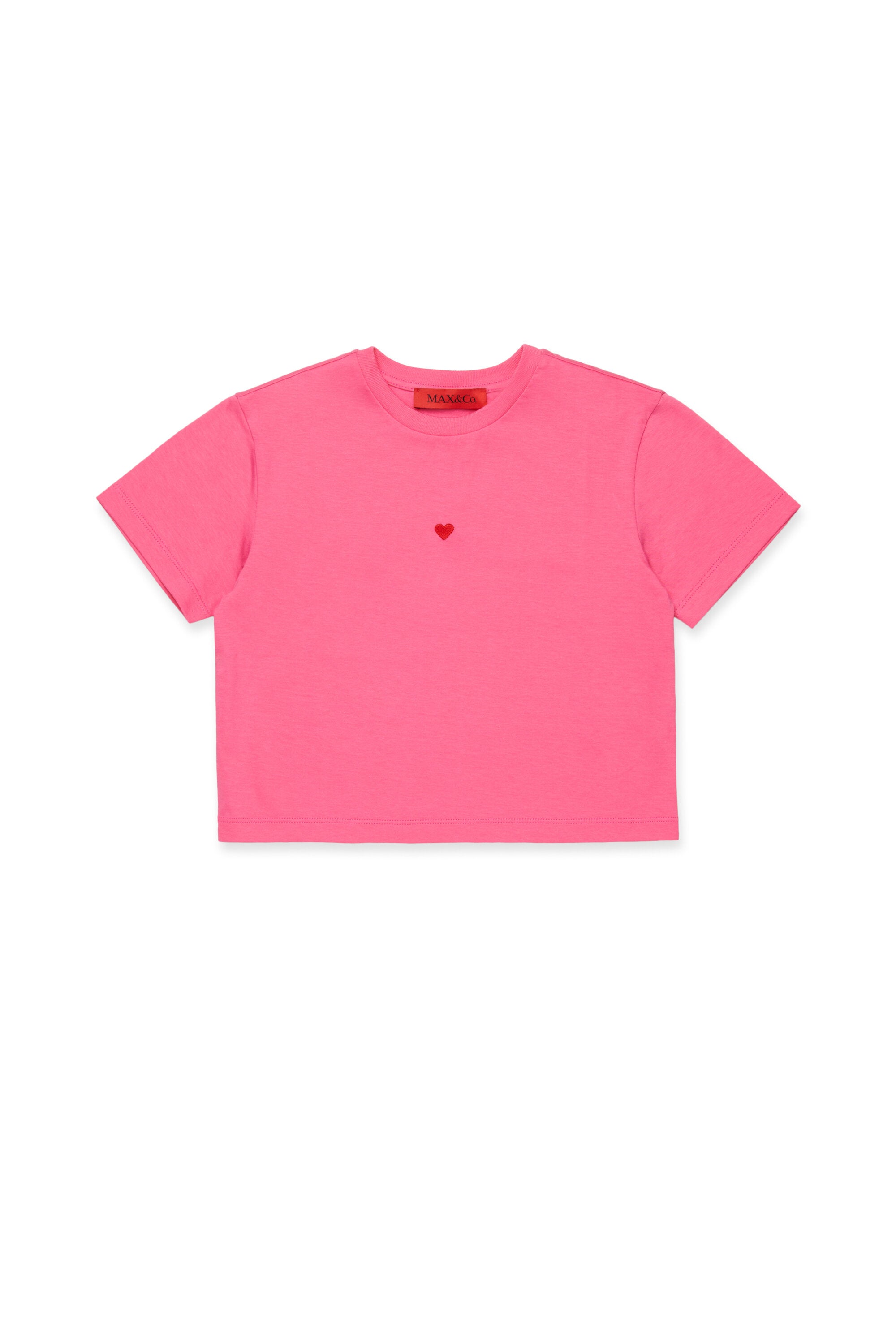 Cropped jersey T-shirt with heart embroidery