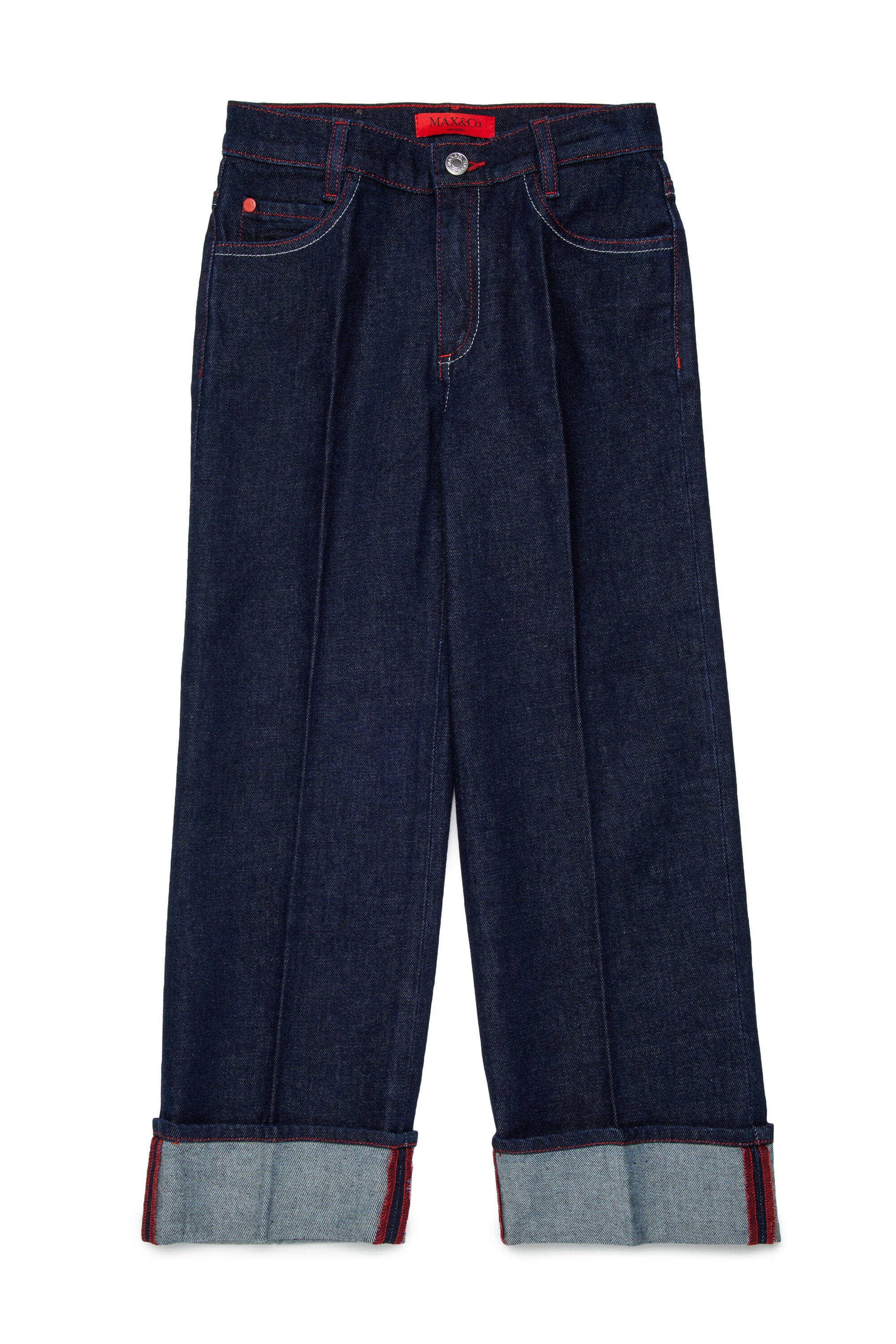 Dark blue regular jeans with crease