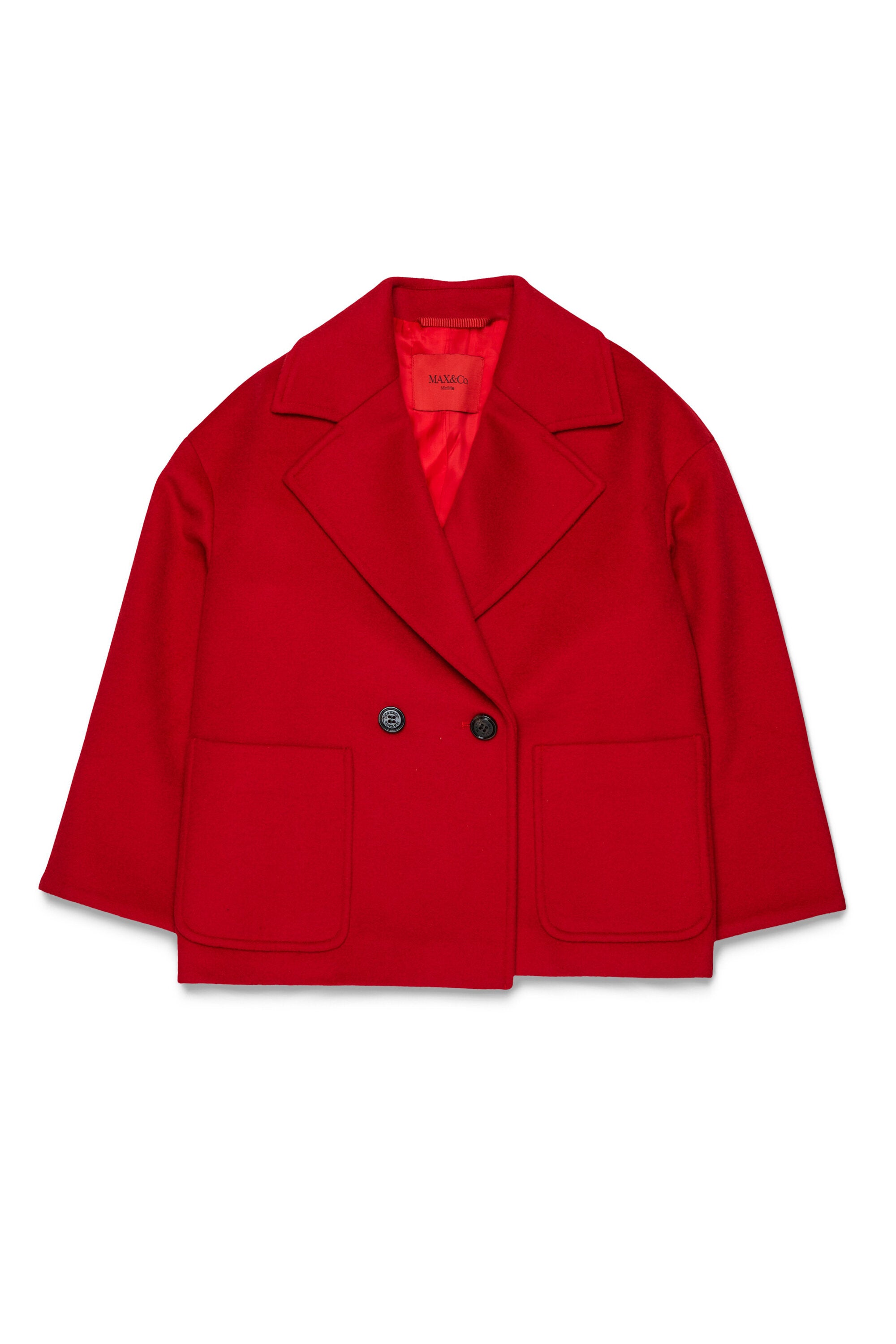 Abrigo caban de doble botonadura en lana afeitada