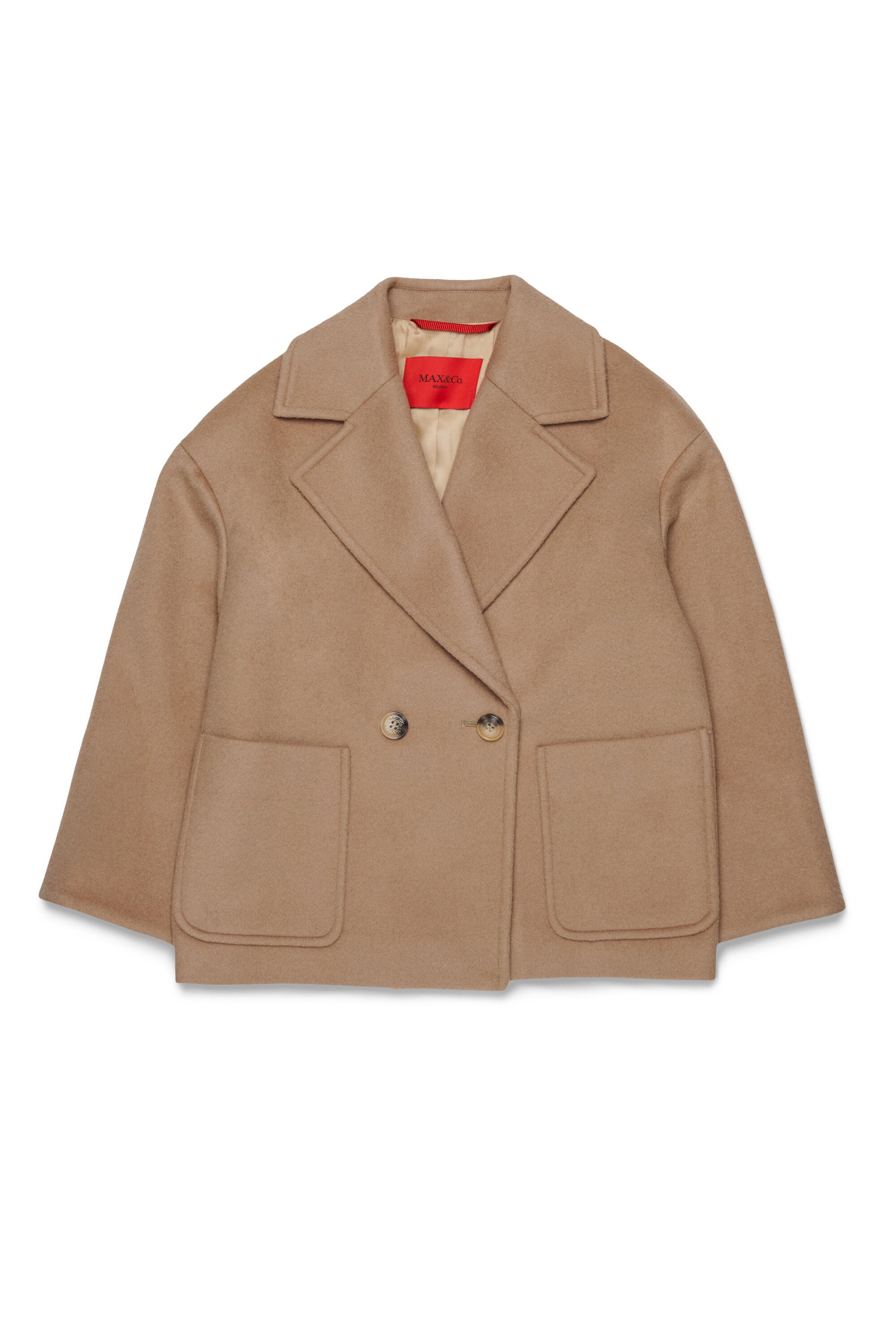 Abrigo caban de doble botonadura en lana afeitada