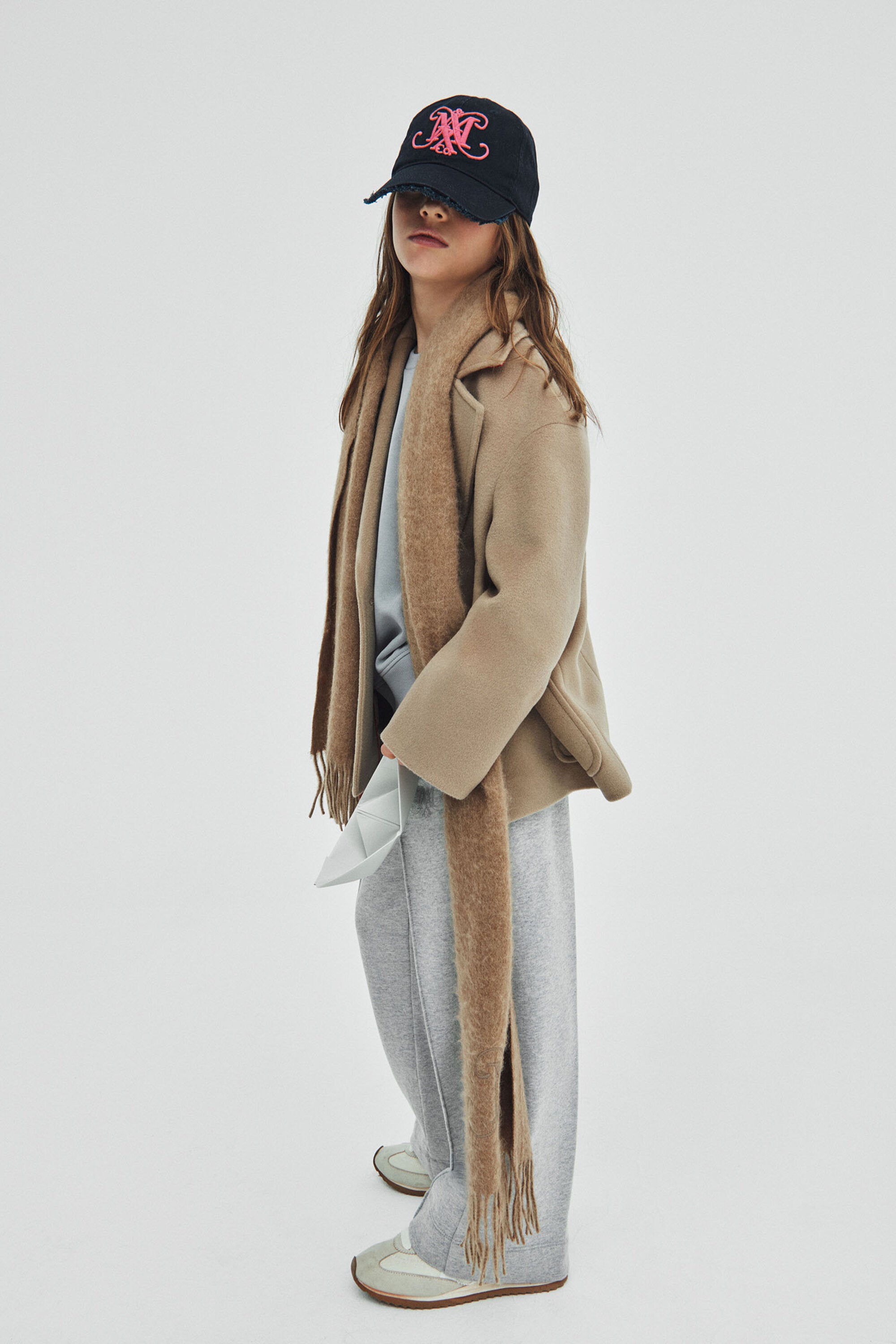 Abrigo caban de doble botonadura en lana afeitada