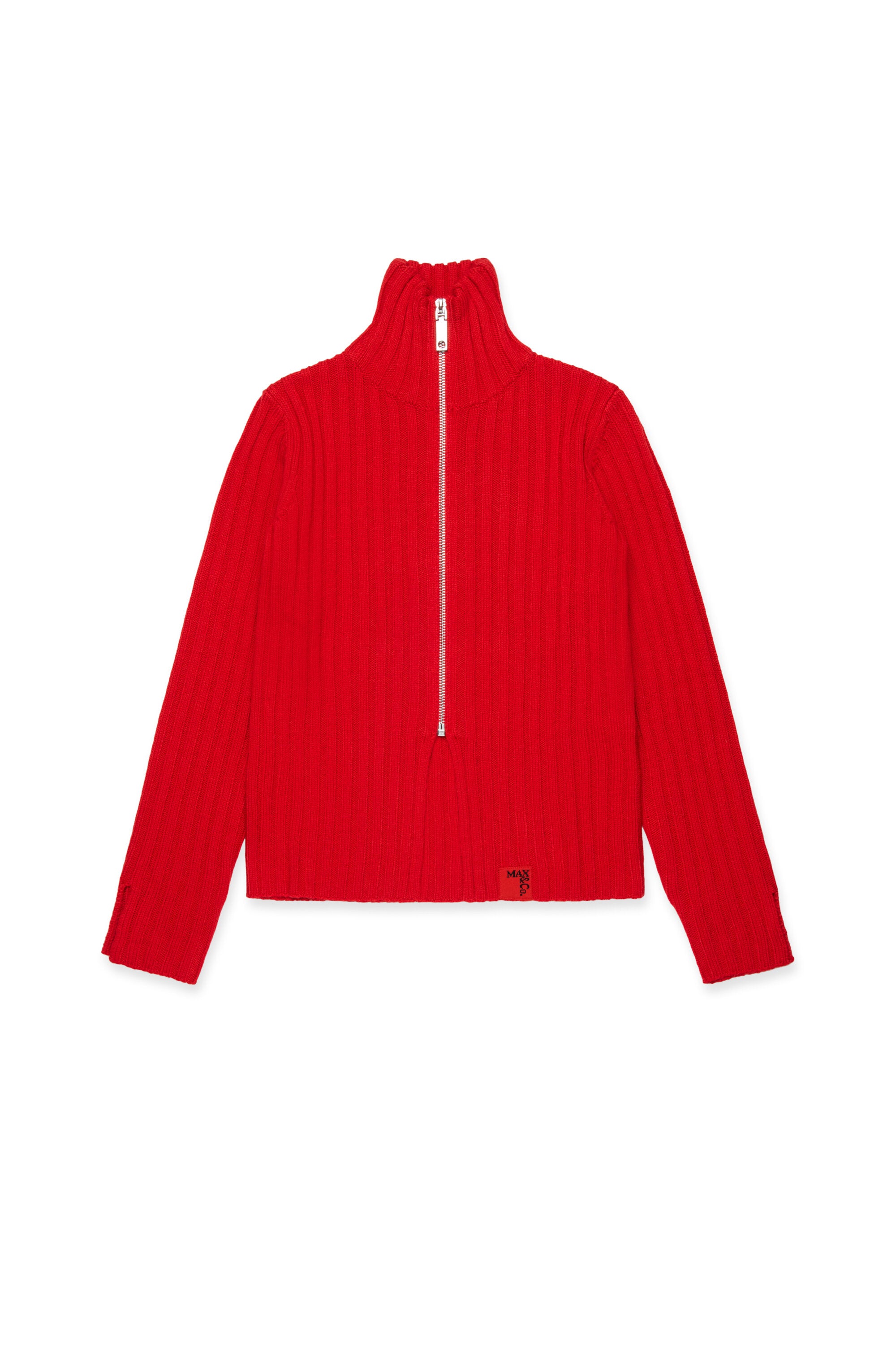 Cárdigan de cuello alto en mezcla de lana acanalada