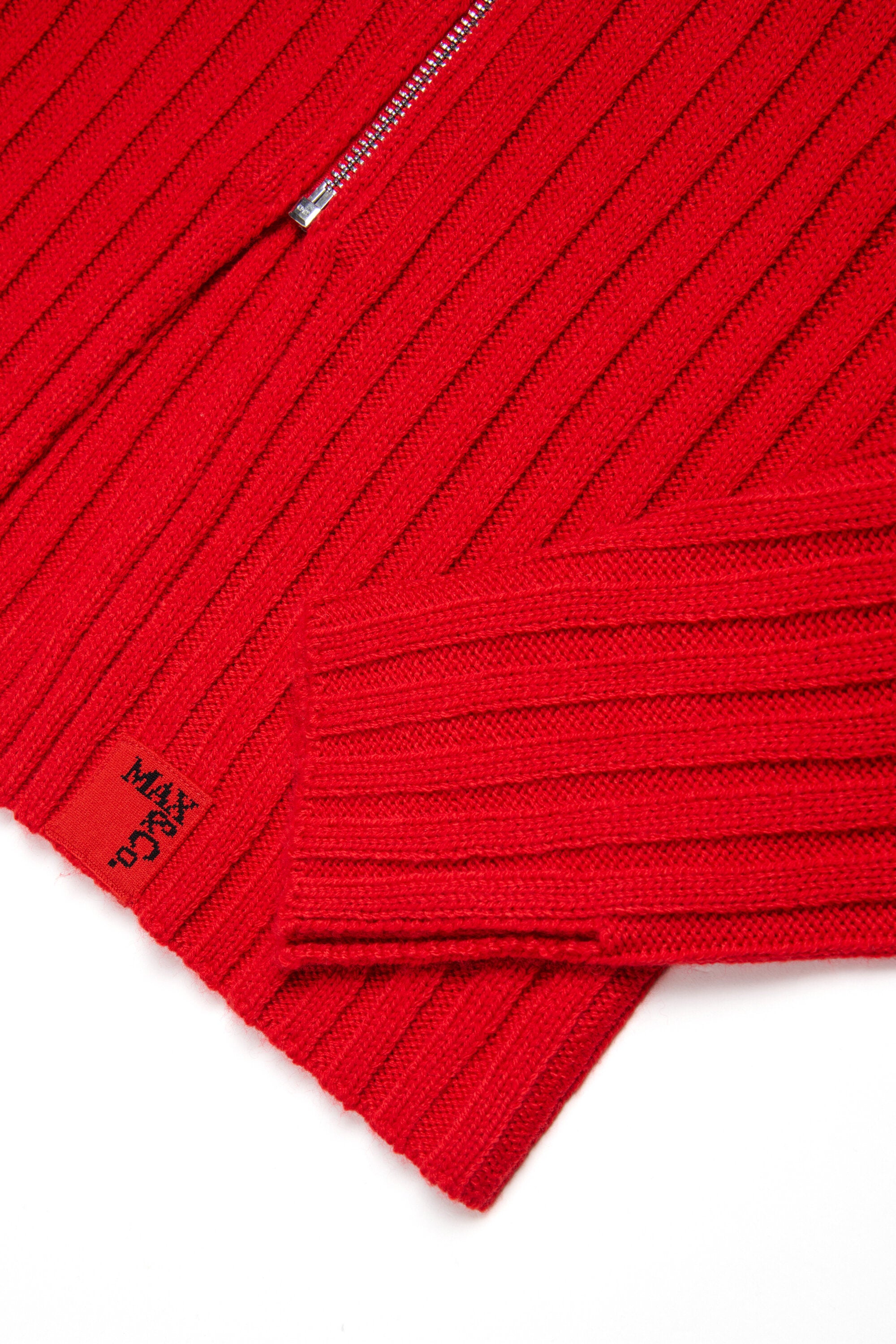 Cárdigan de cuello alto en mezcla de lana acanalada