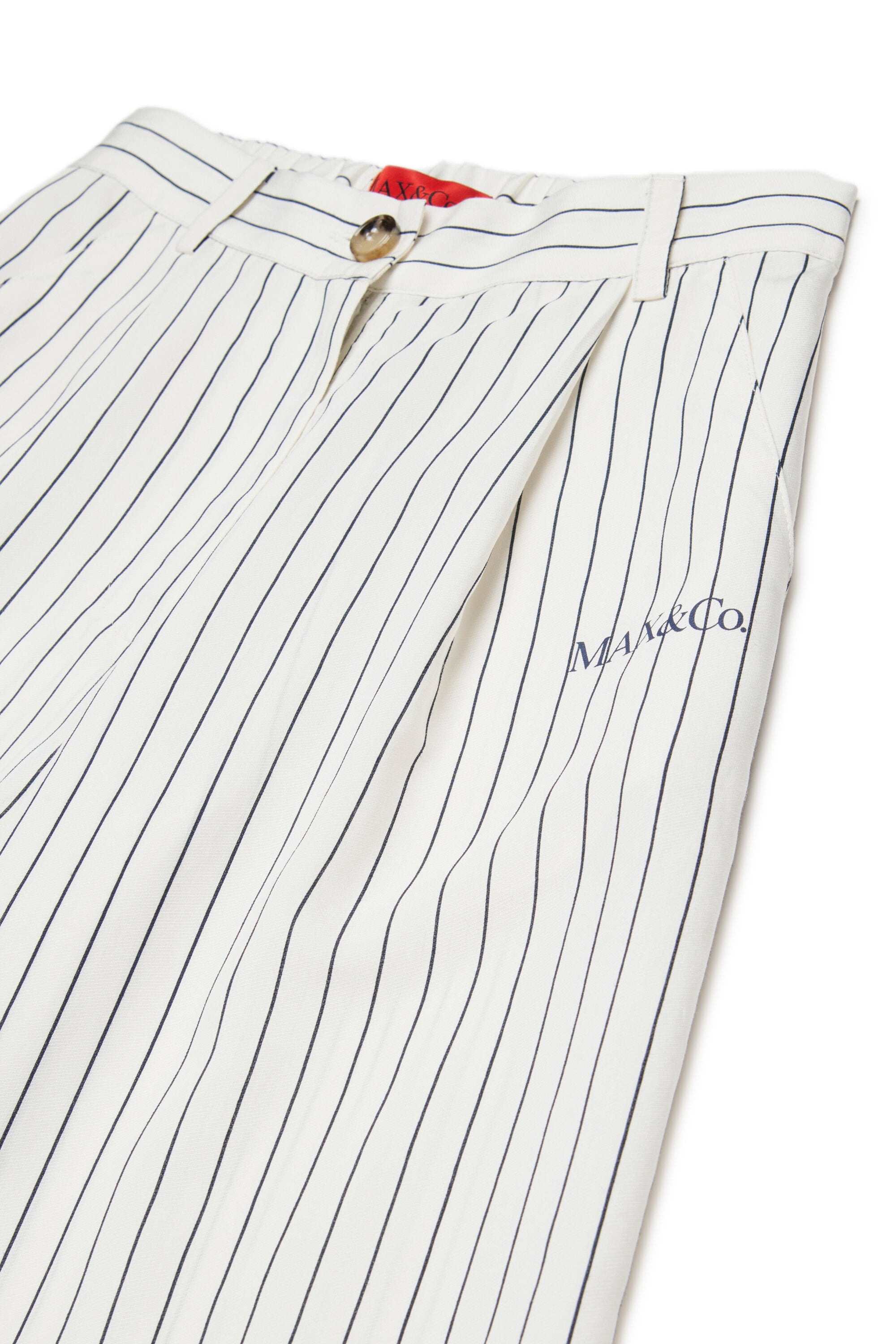 Pantalones palazzo de rayas con logo