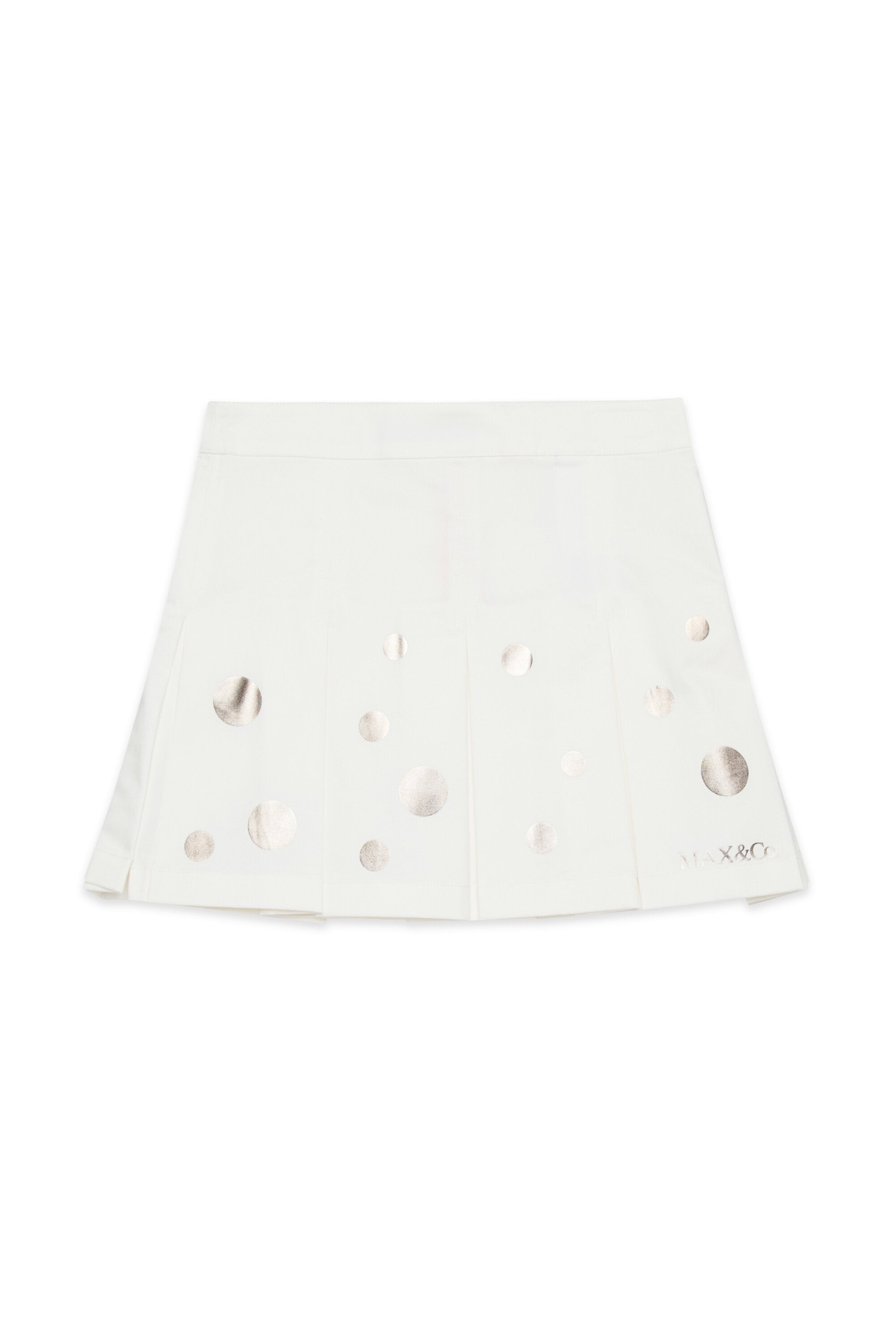 Pleated skirt with metallic polka dots