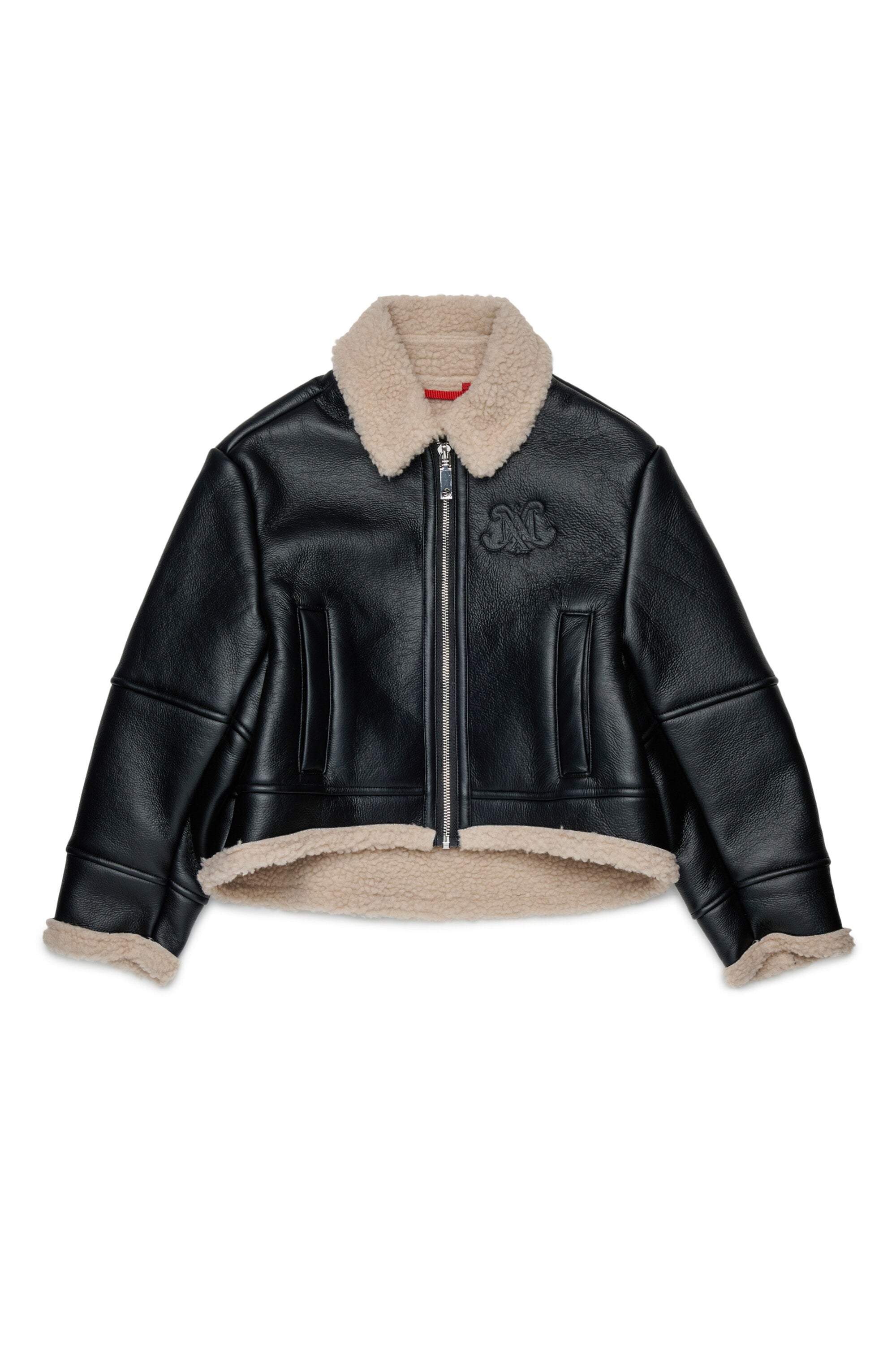 Chaqueta shearling con logo