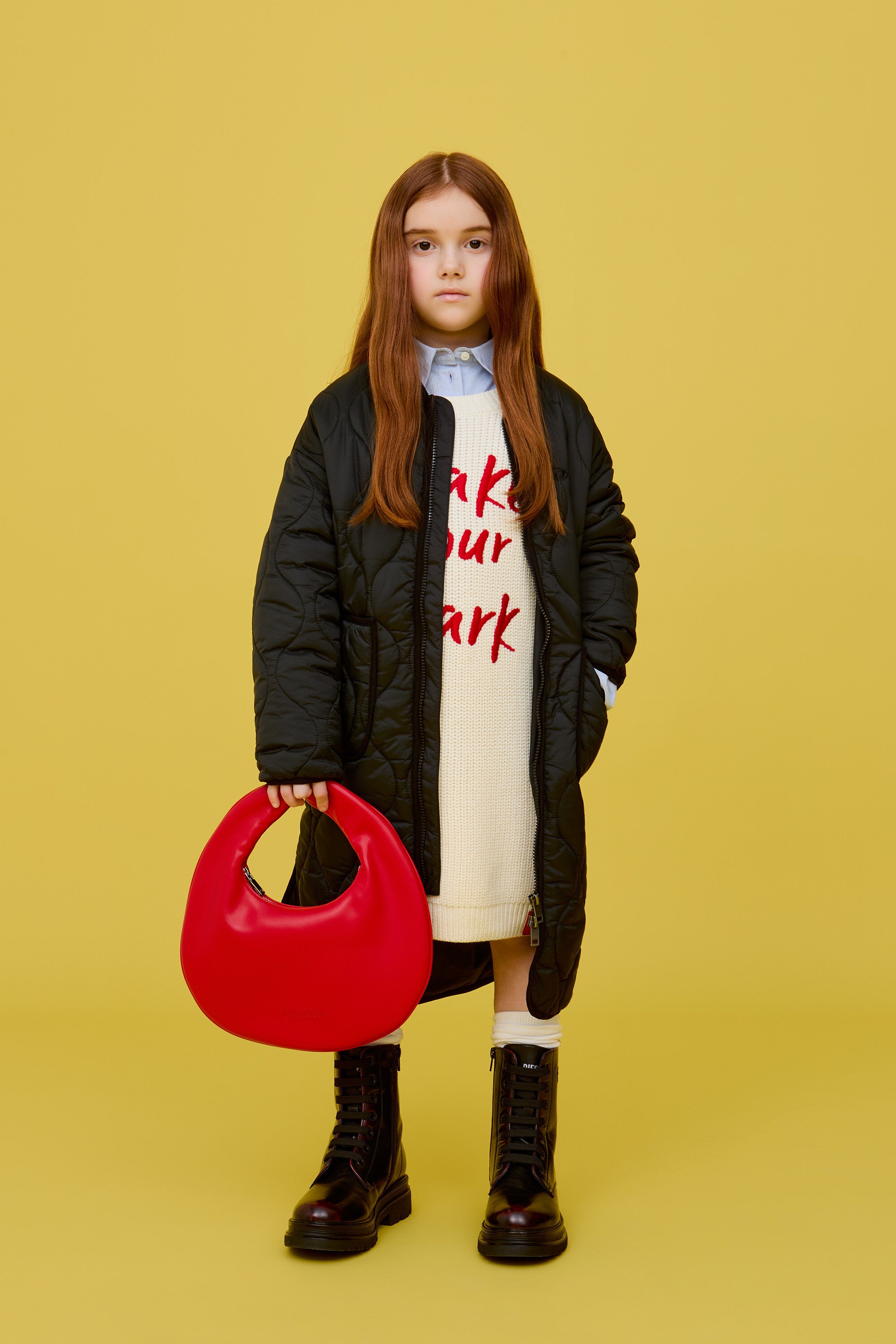 Knit dress with front lettering